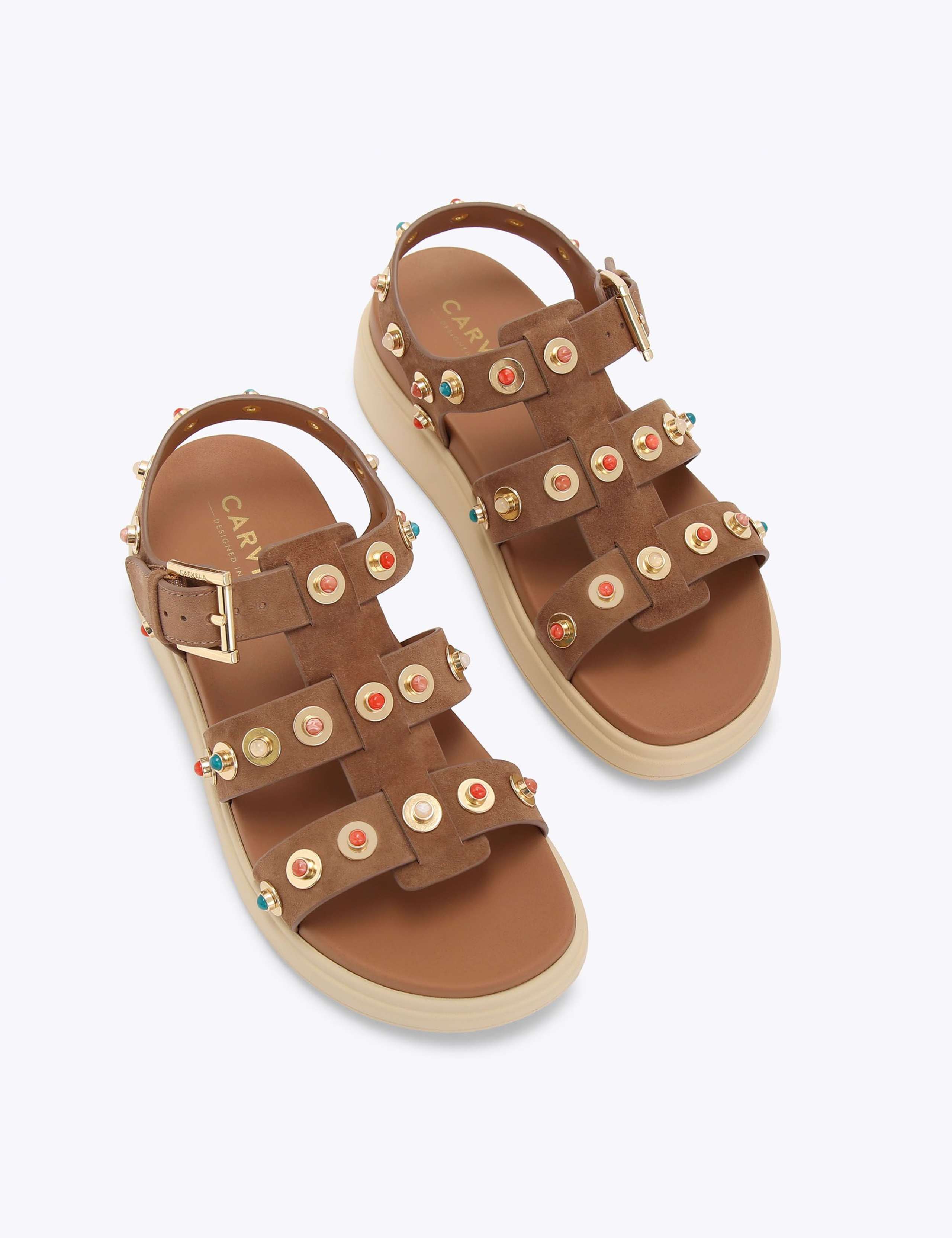Suede Studded Wedge Sandals 2 of 4