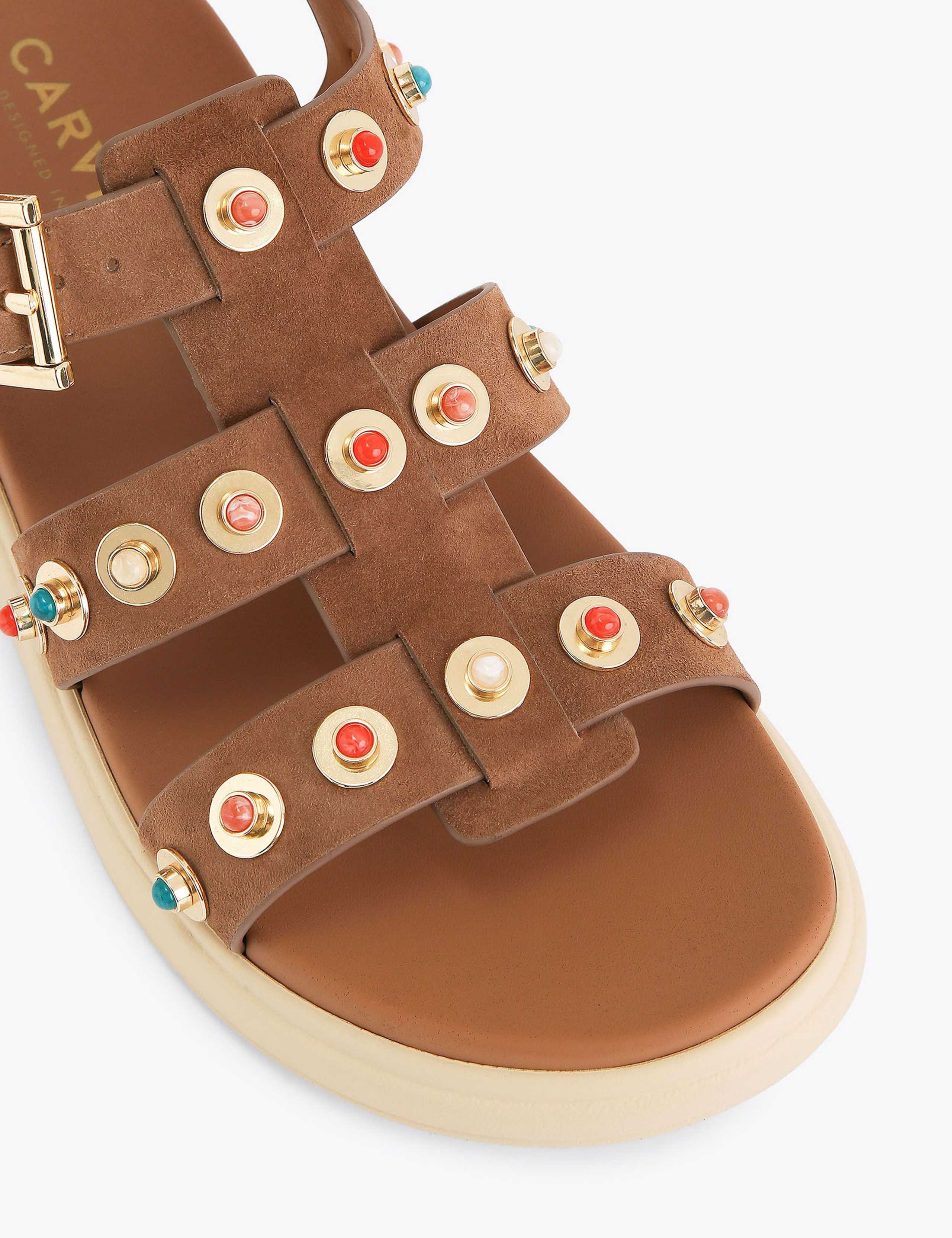 Suede Studded Wedge Sandals 3 of 4