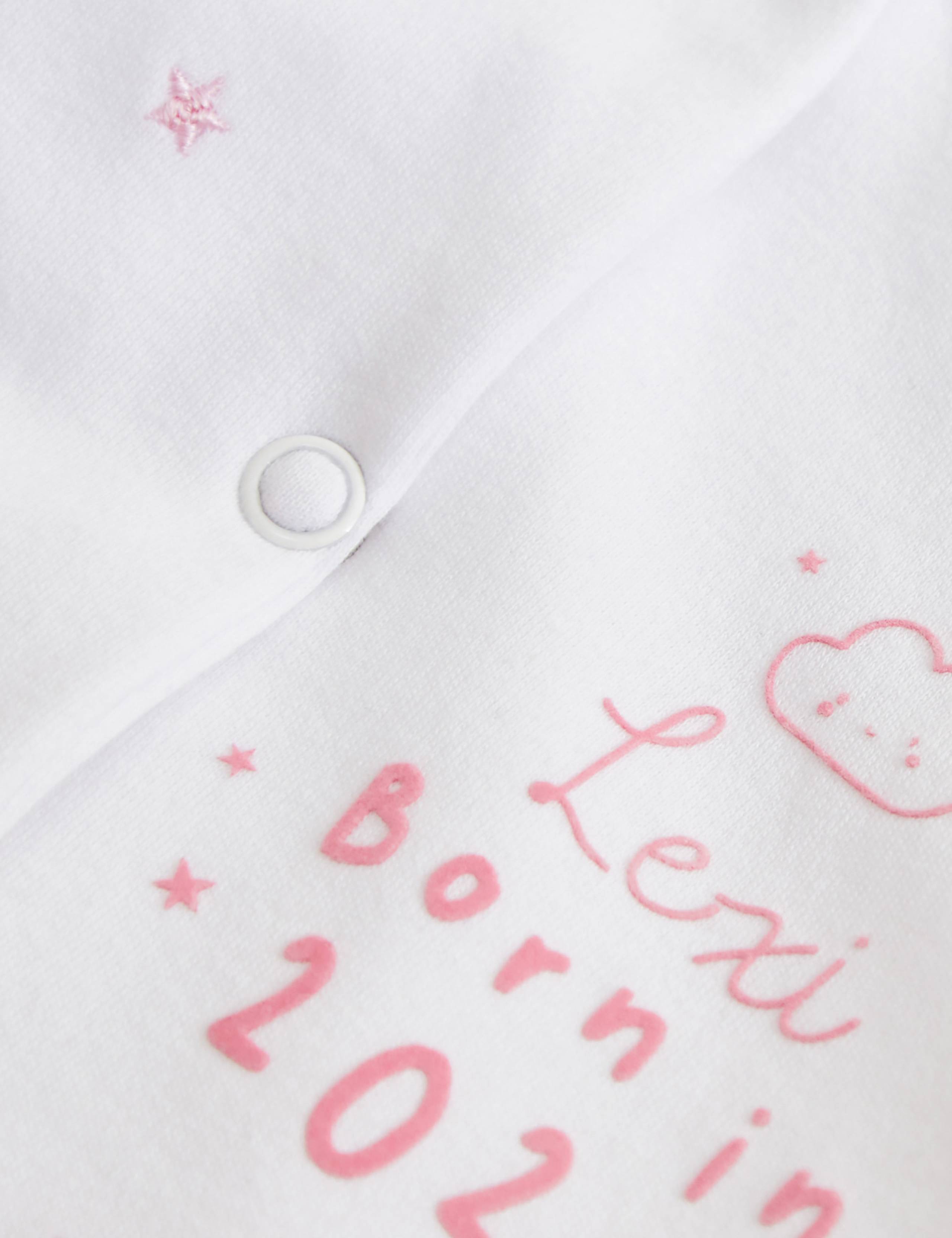 Personalised Pink Born in 2025 Sleepsuit 3 of 3