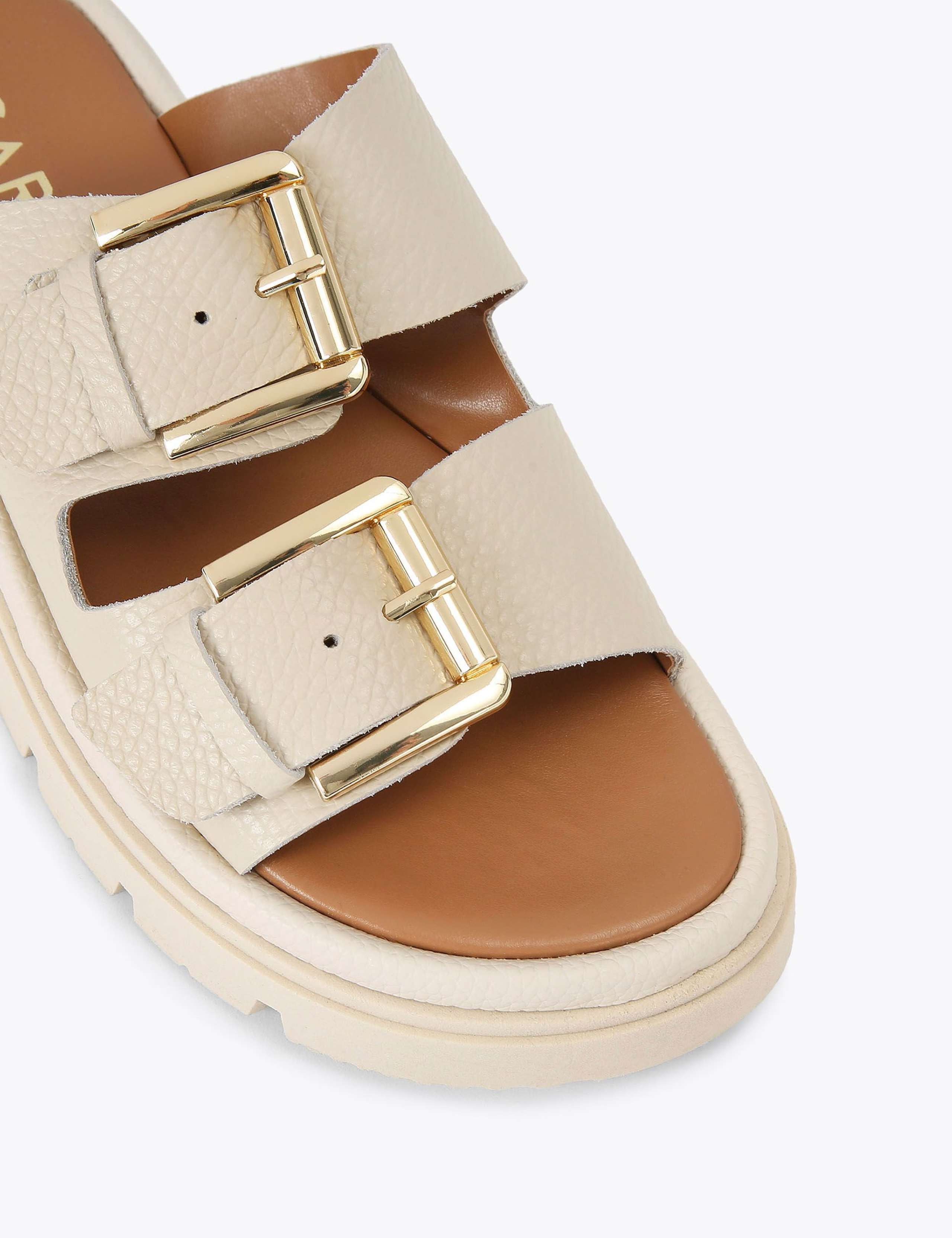 Leather Buckle Flatform Sliders 4 of 5