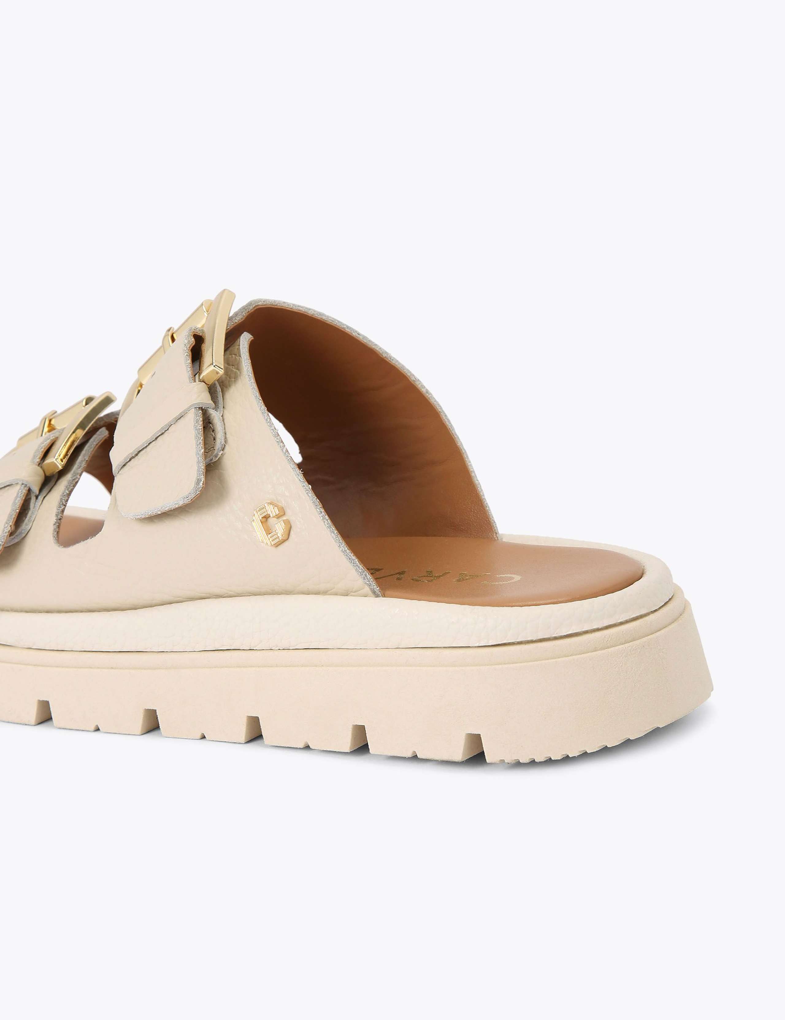 Leather Buckle Flatform Sliders 5 of 5