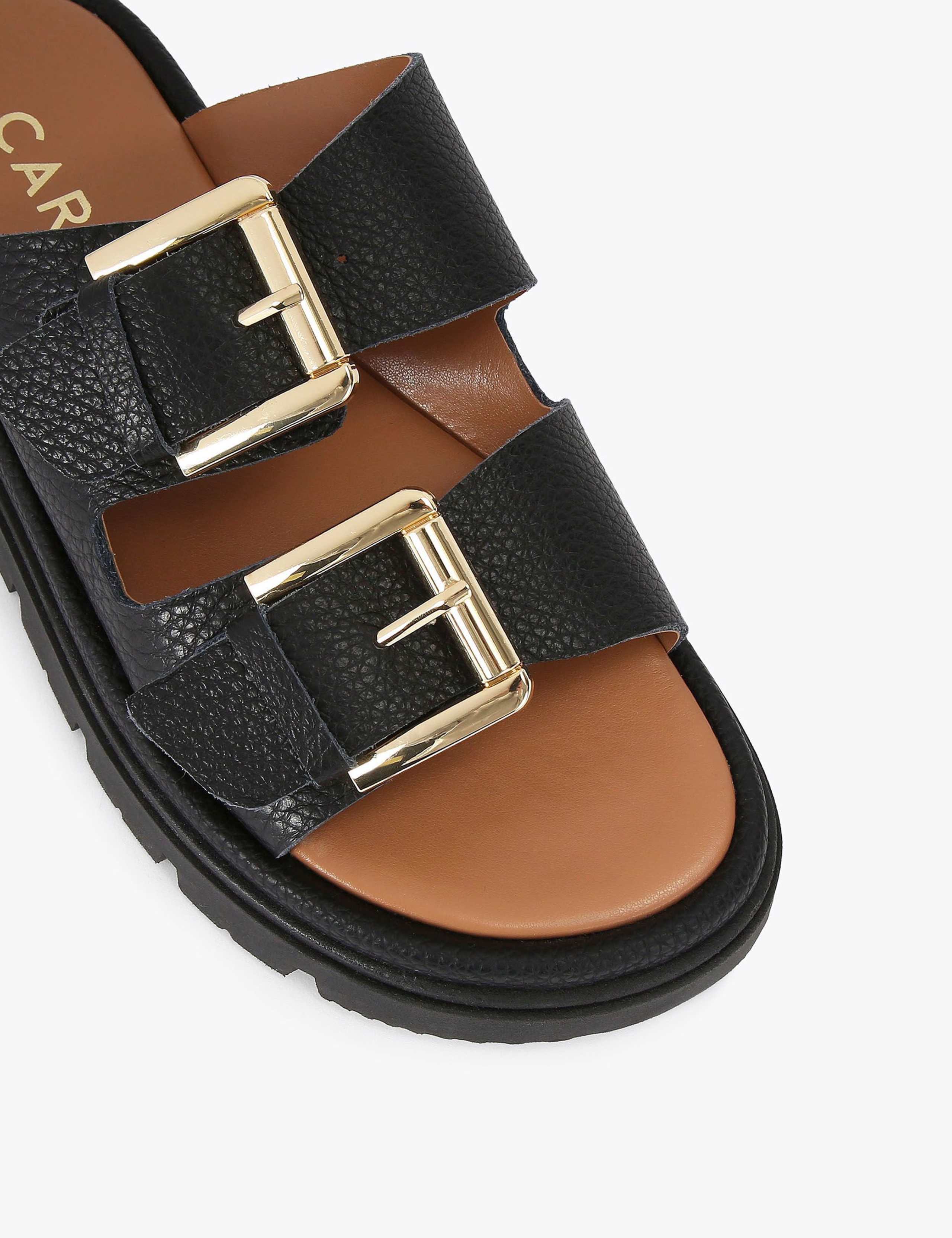 Leather Buckle Flatform Sliders 4 of 5