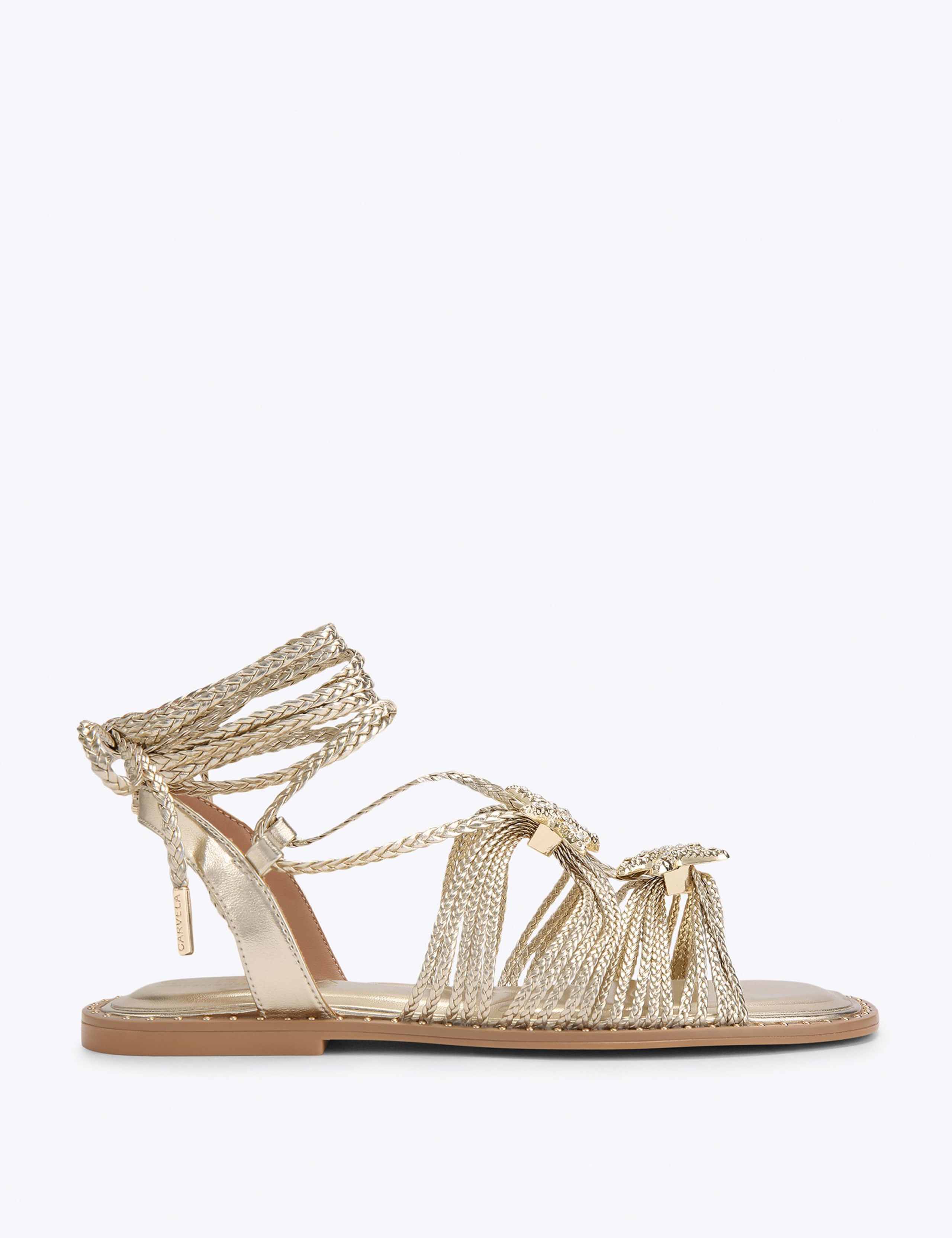 Embellished Ankle Tie Gladiator Sandals 1 of 4