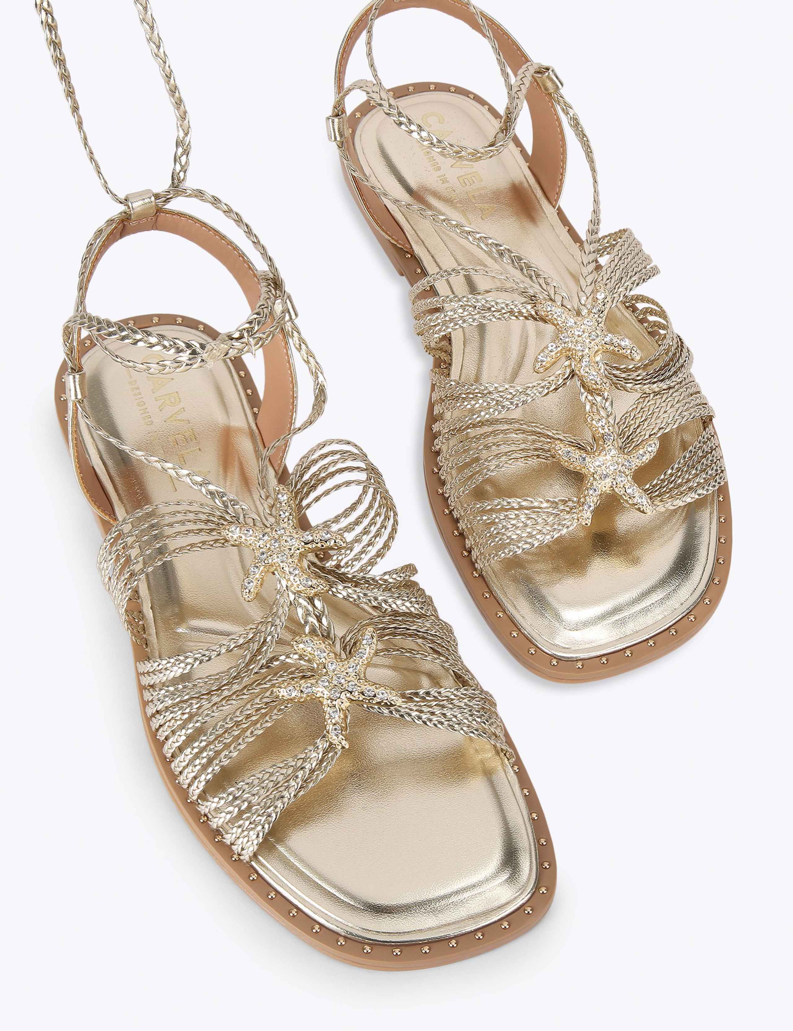 Embellished Ankle Tie Gladiator Sandals 2 of 4
