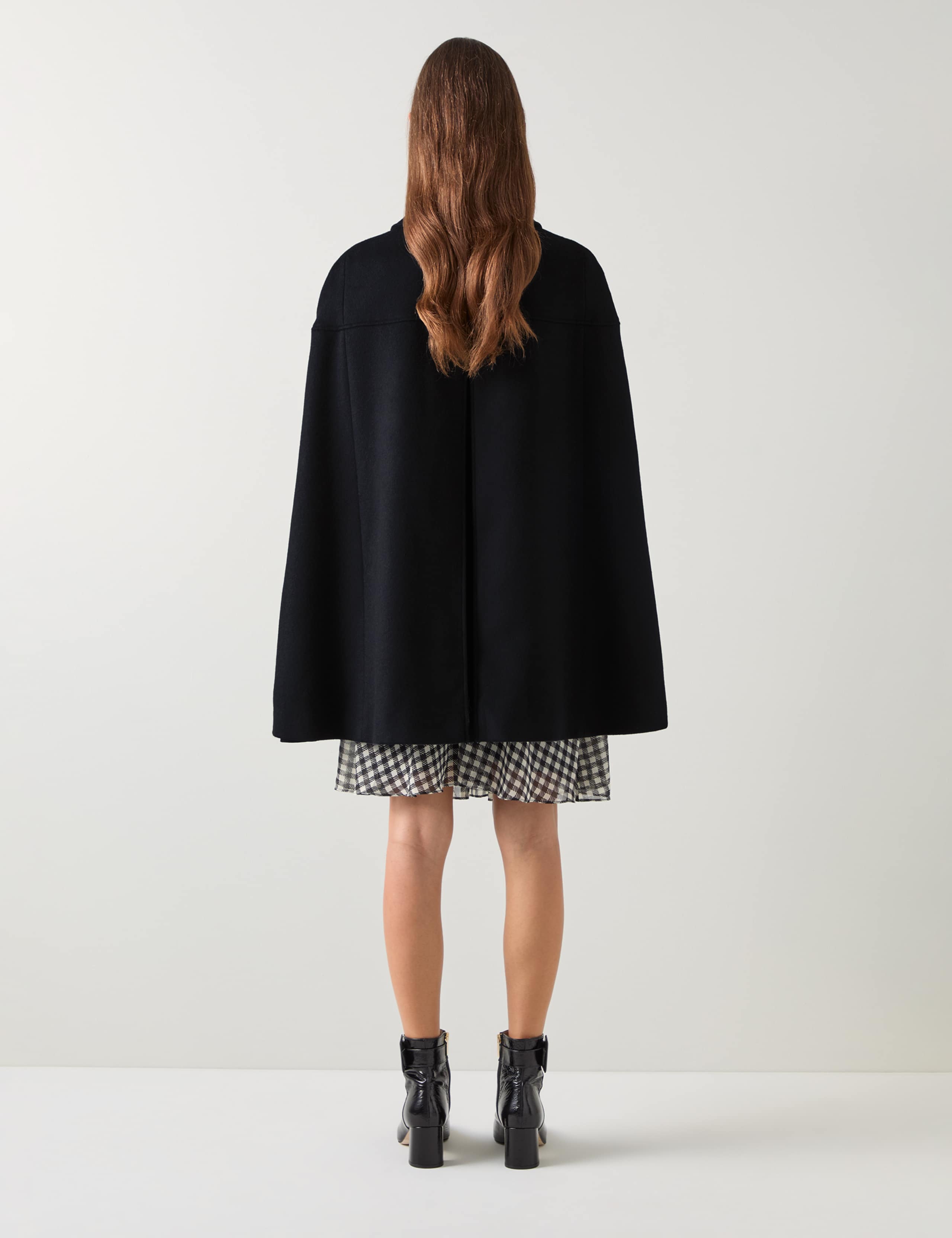 Wool Blend Collared Chain Detail Short Cape 3 of 4