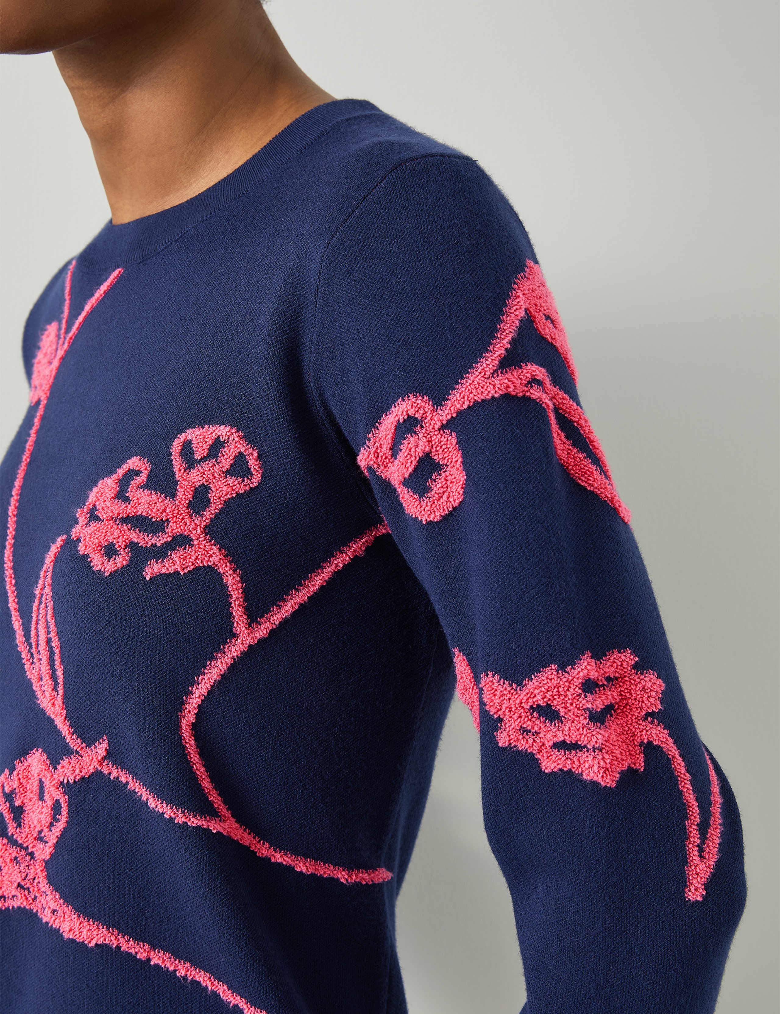Knitted Floral Knee Length Jumper Dress 4 of 4