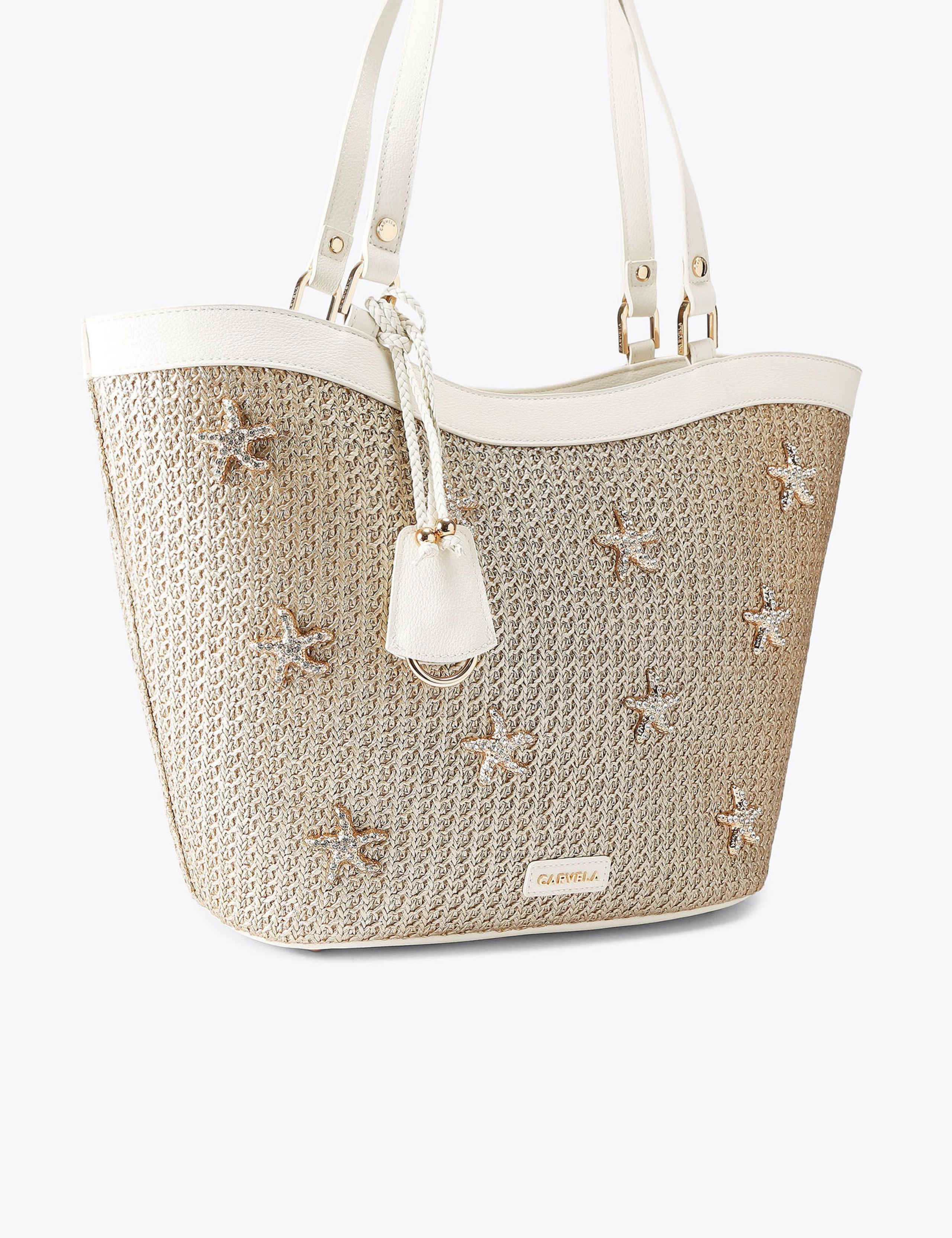 Raffia Metallic Starfish Tote Bag 2 of 4
