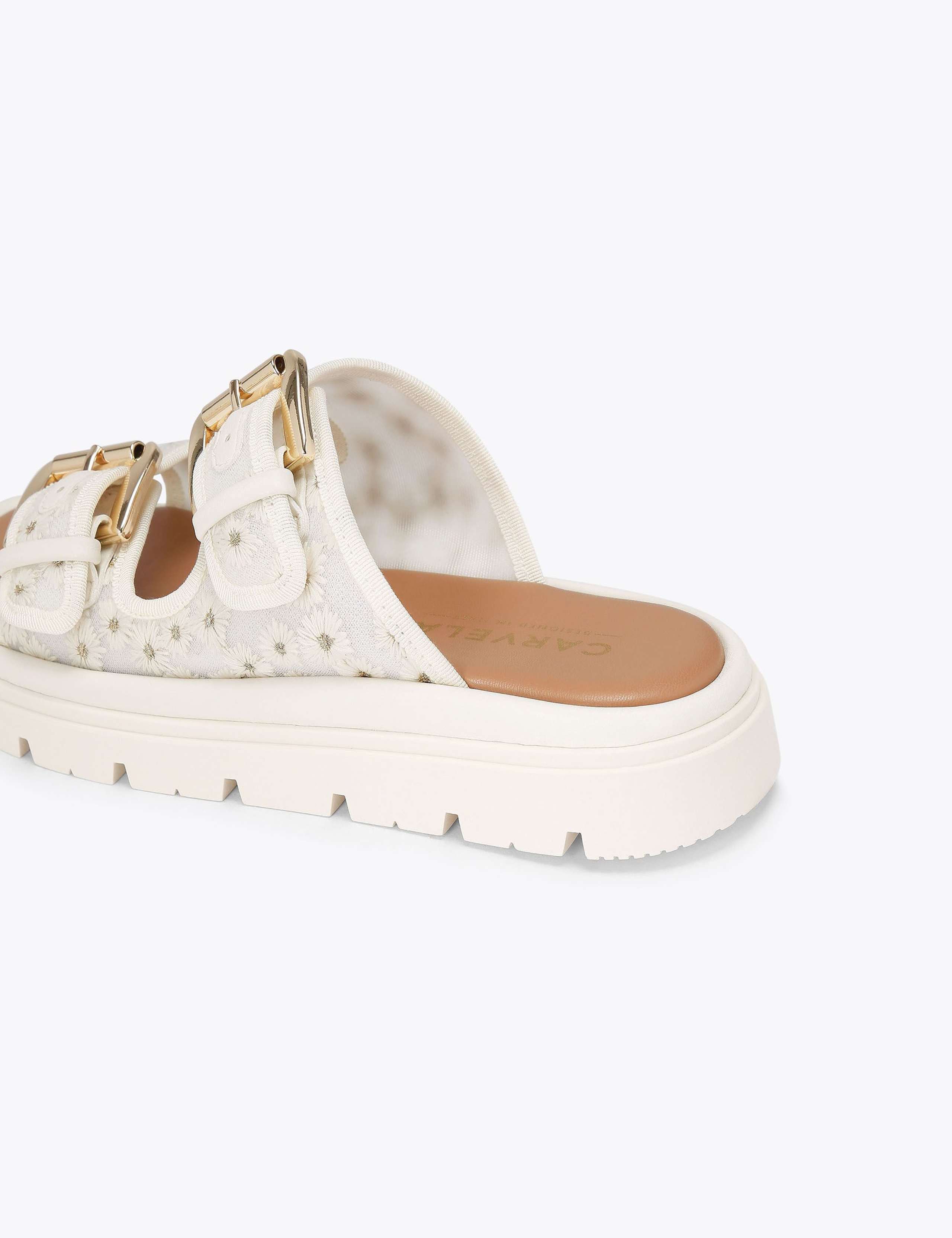 Mesh Floral Embroidered Flatform Sliders 4 of 4