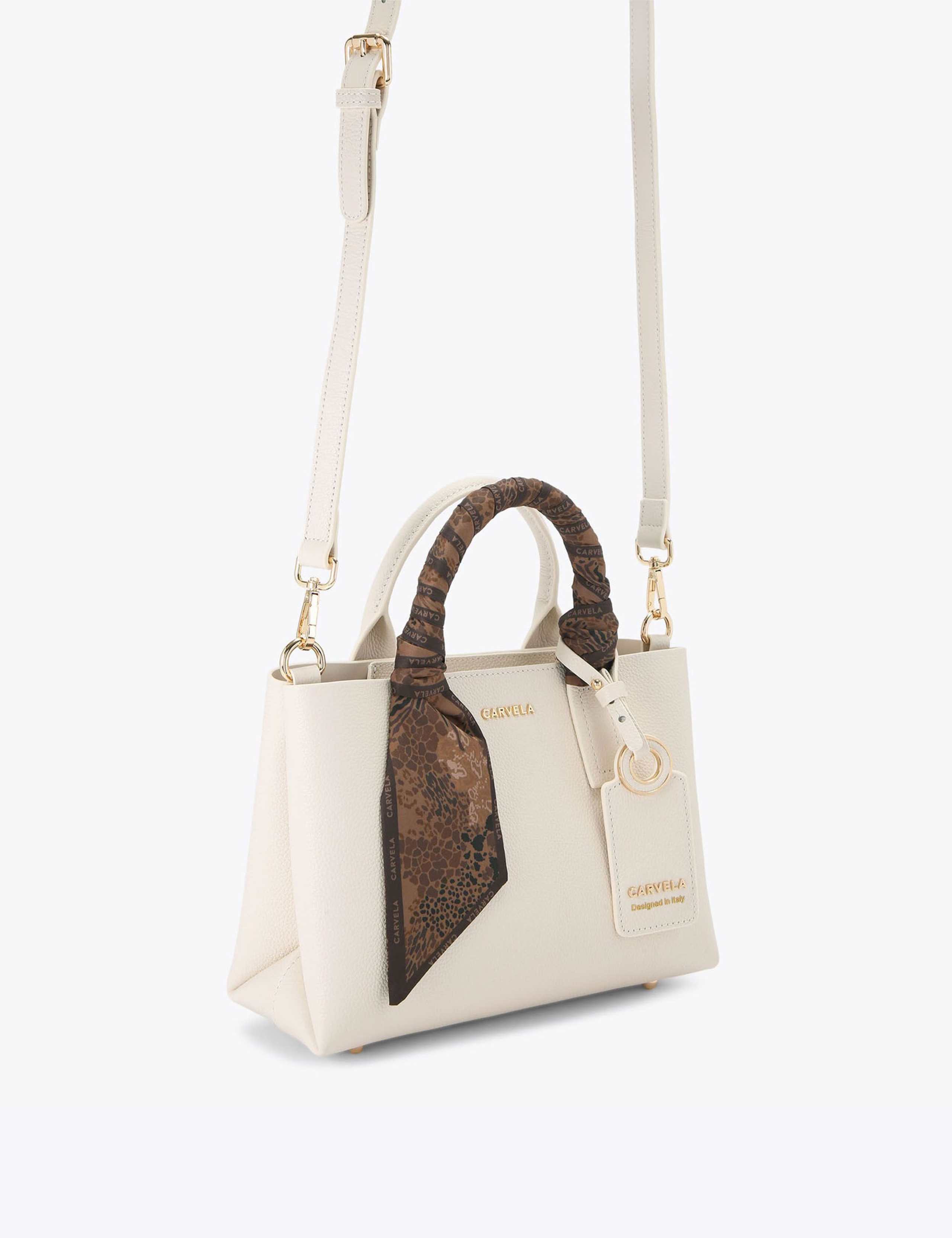 Leather Satin Scarf Cross Body Mini Tote Bag 2 of 5