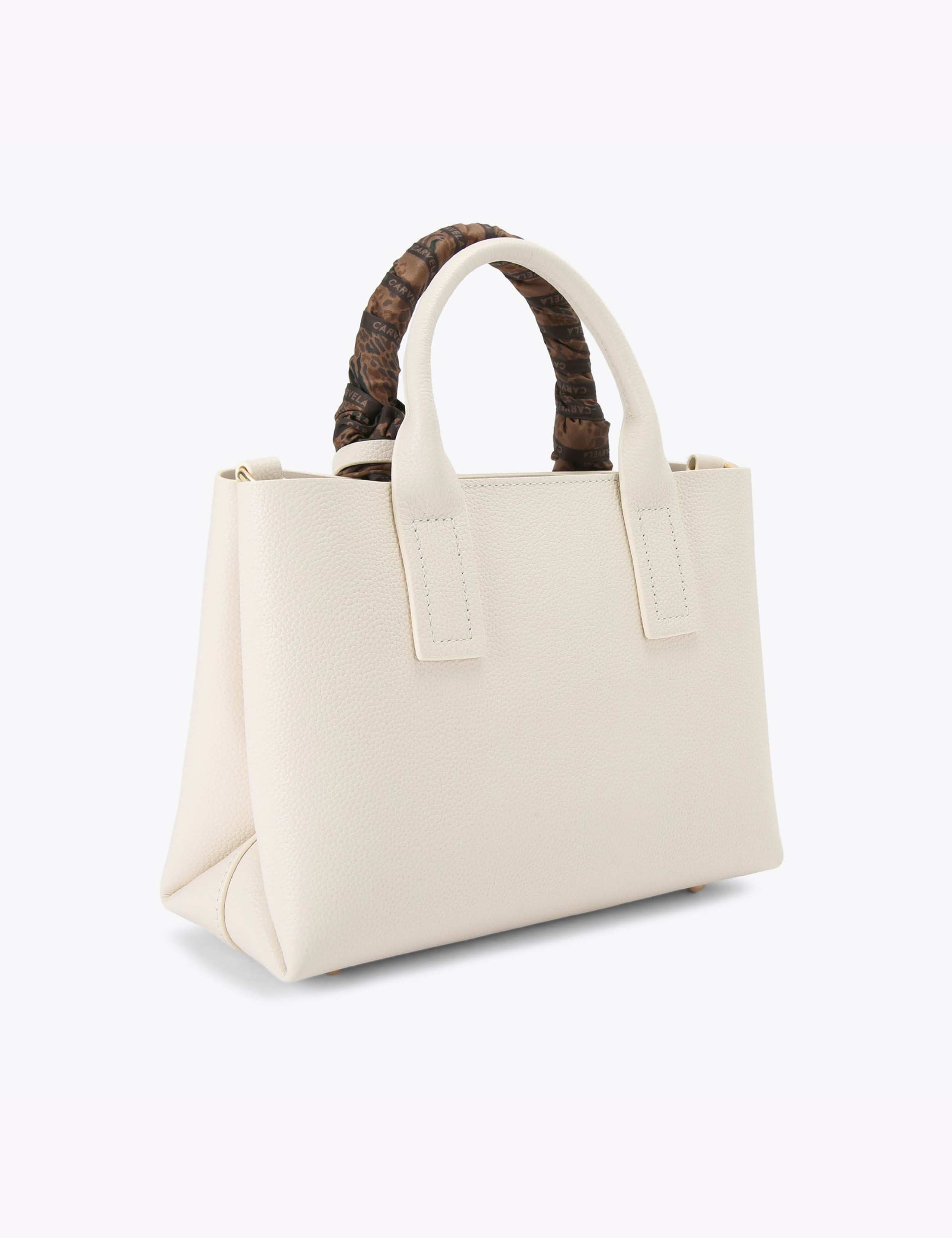 Leather Satin Scarf Cross Body Mini Tote Bag 3 of 5