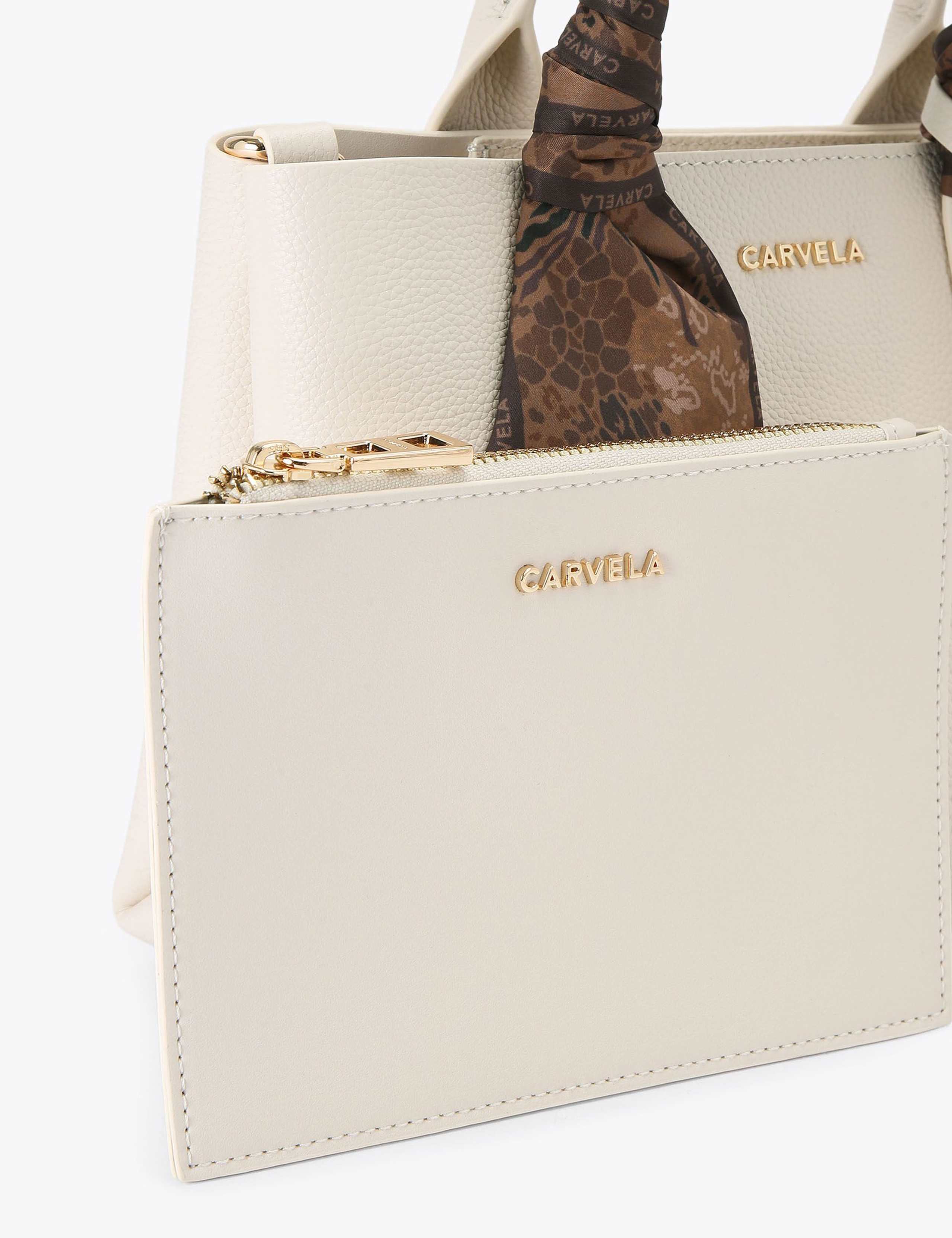 Leather Satin Scarf Cross Body Mini Tote Bag 4 of 5