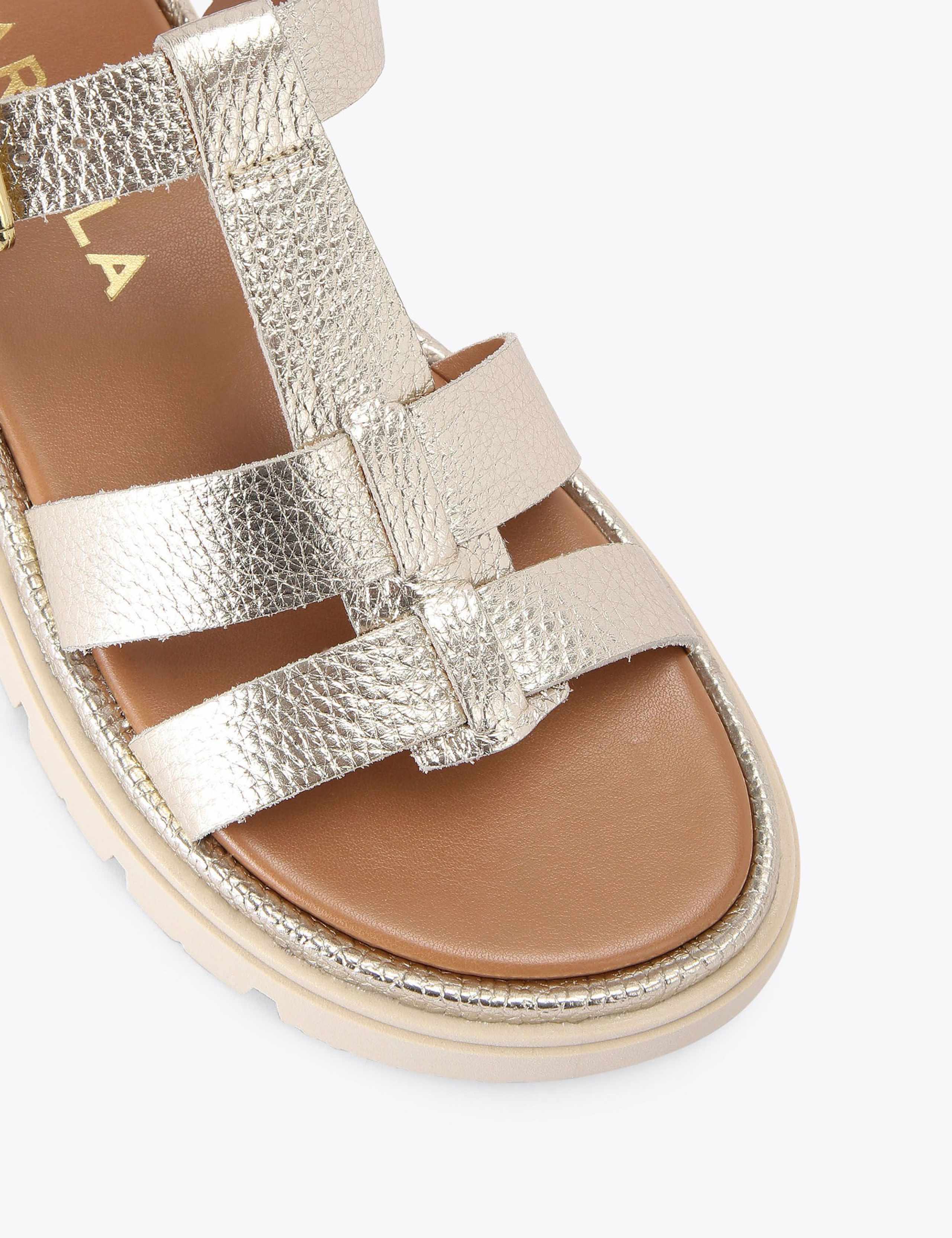 Leather Metallic T-Bar Flatform Sandals 4 of 5