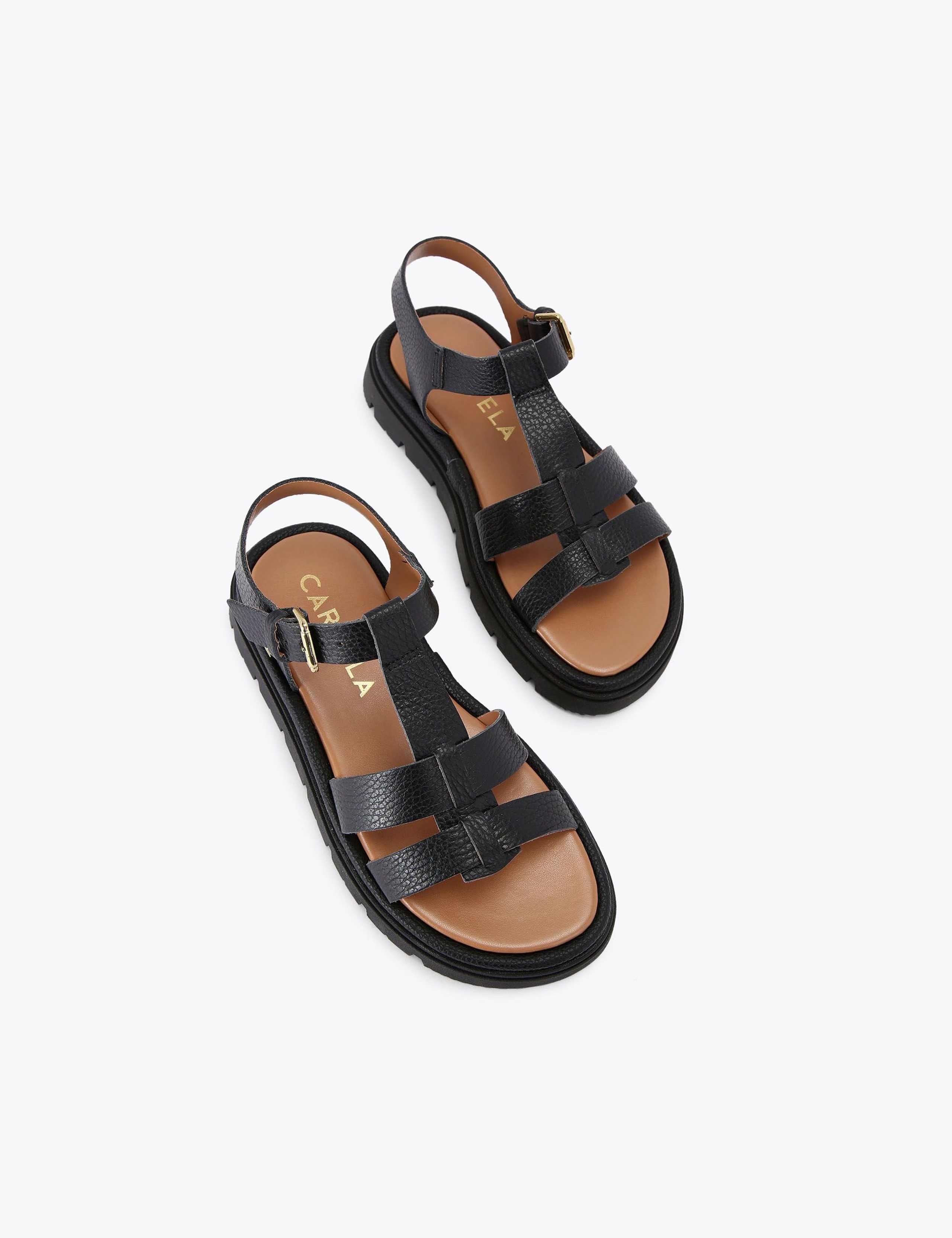 Leather Metallic T-Bar Flatform Sandals 2 of 5