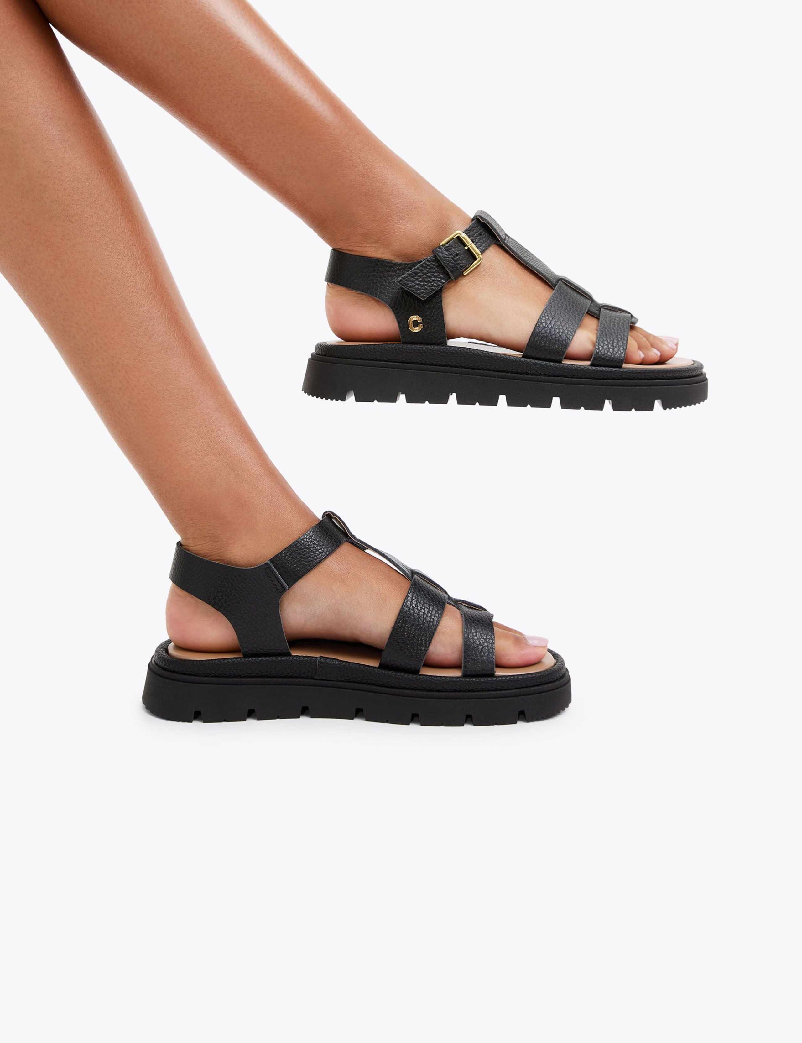 Leather Metallic T-Bar Flatform Sandals 3 of 5