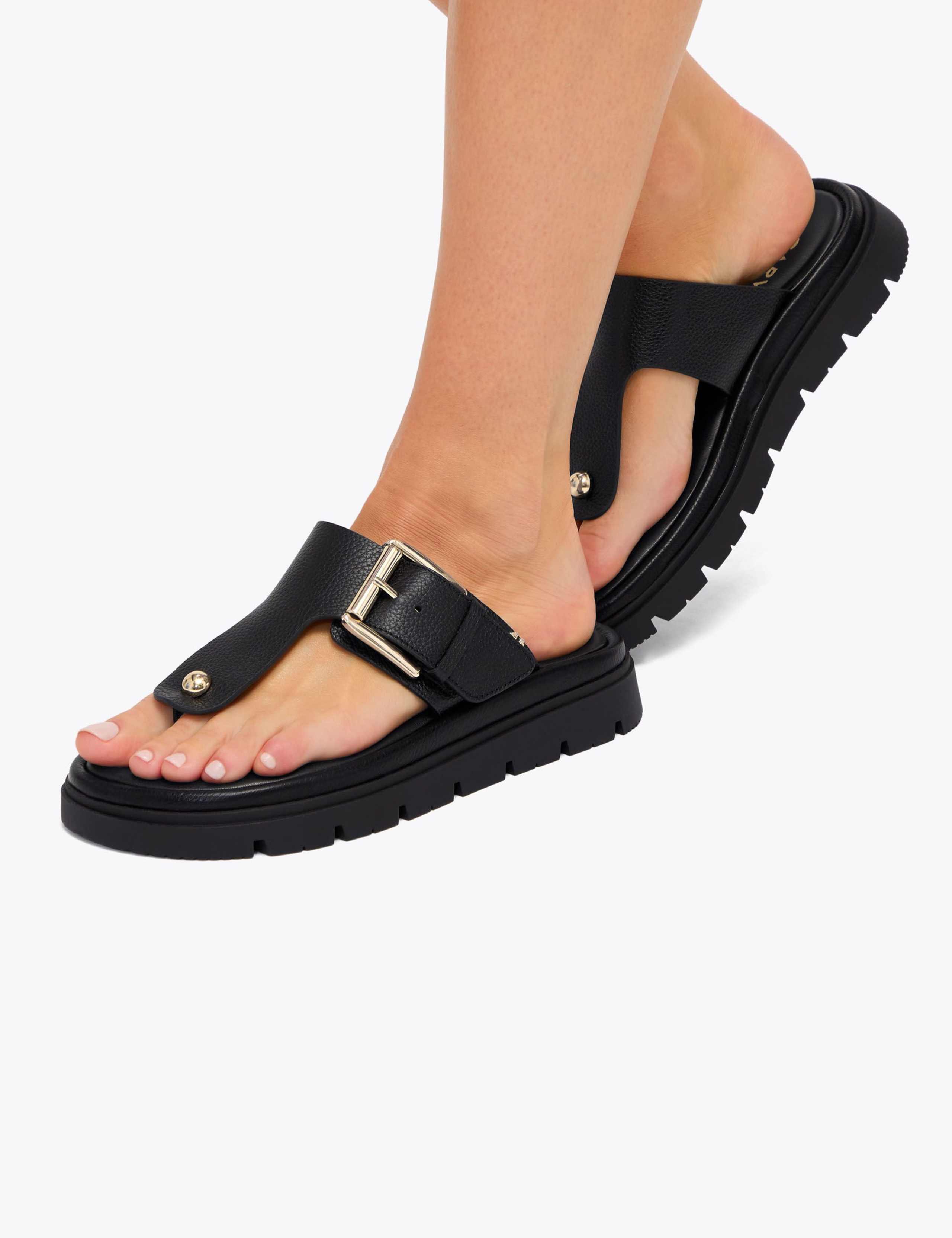 Leather T-Bar Flatform Sandals 3 of 5