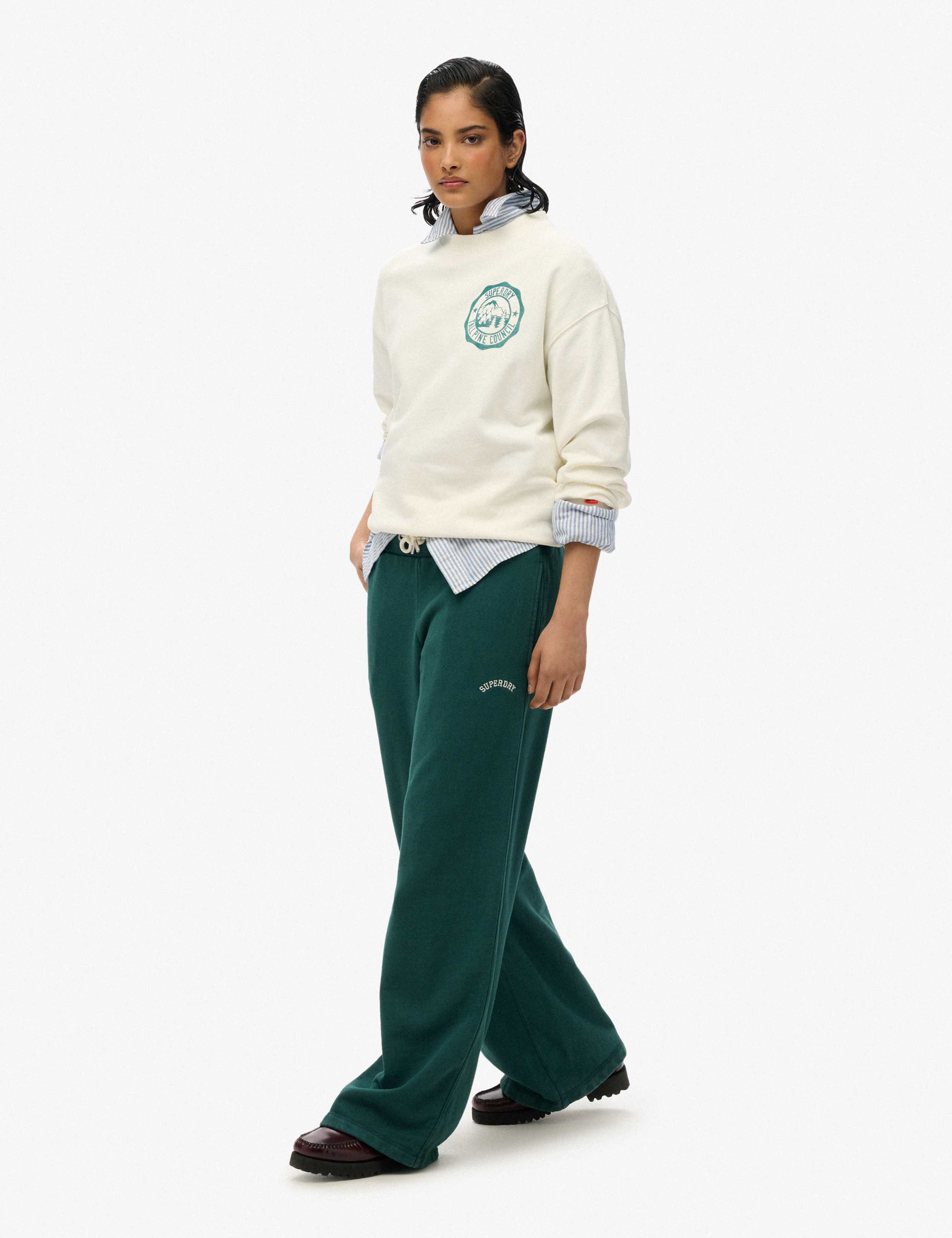 Pure Cotton Embroidered Logo Wide Leg Joggers 4 of 6