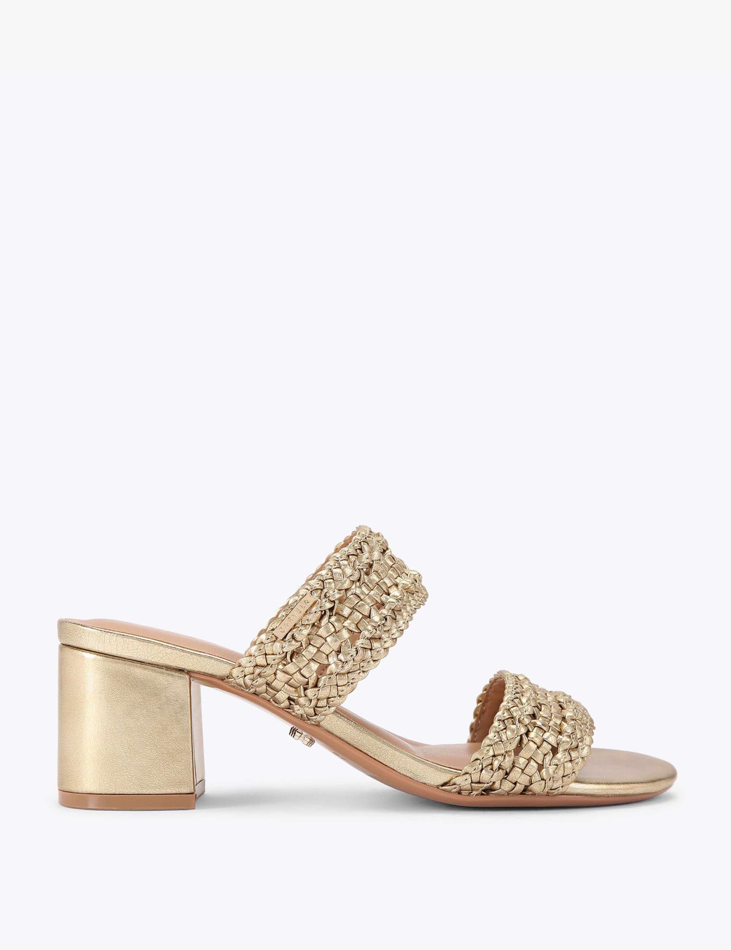 Metallic Braided Block Heel Sandals 1 of 4