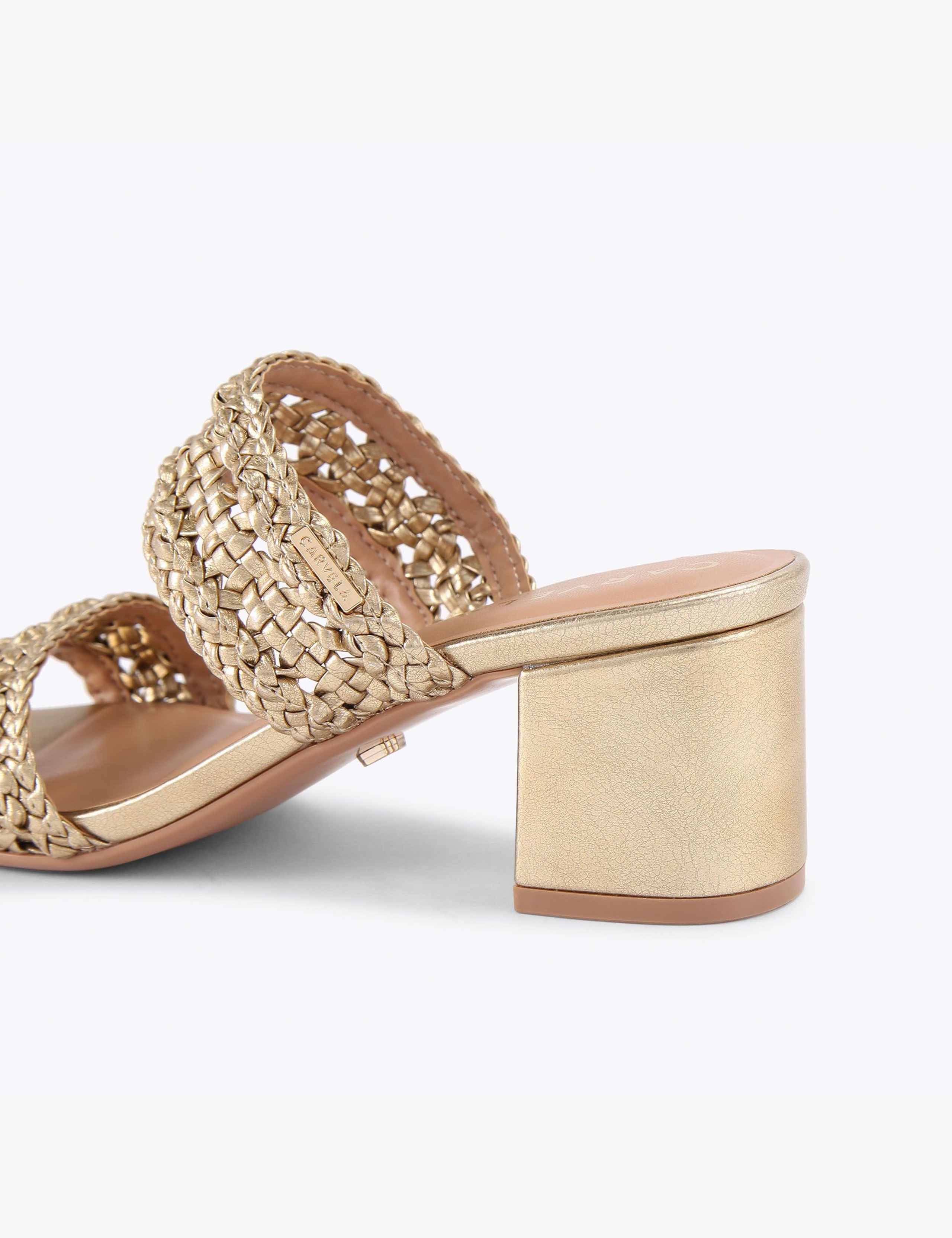 Metallic Braided Block Heel Sandals 4 of 4