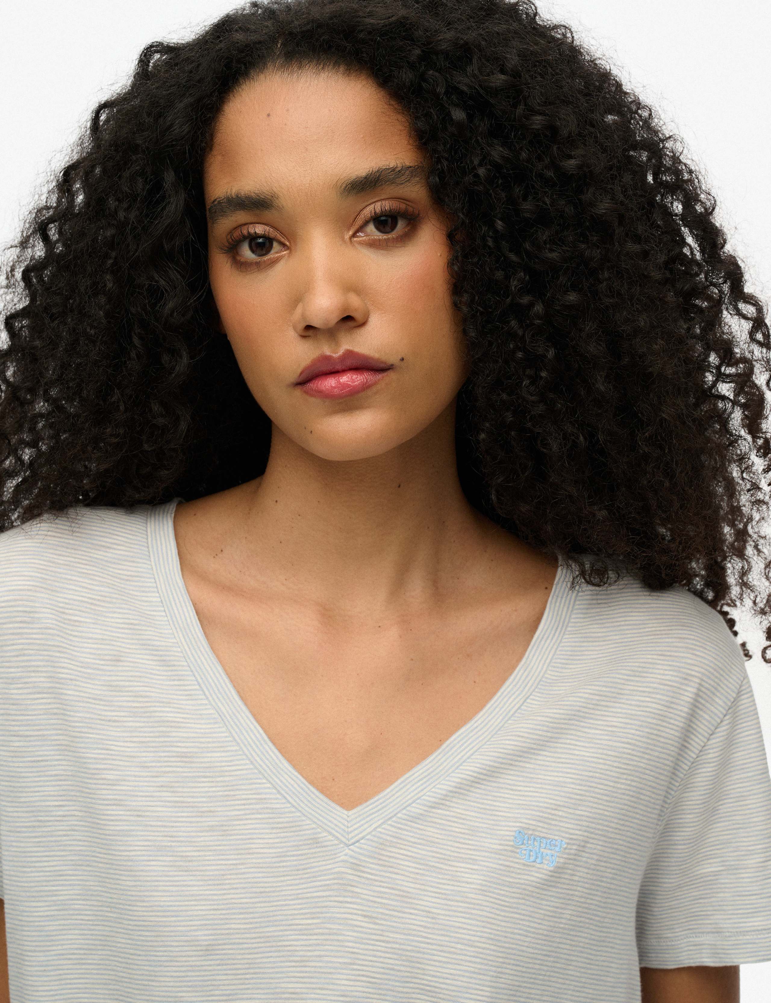 Cotton Rich Striped Logo V-Neck T-Shirt 5 of 6