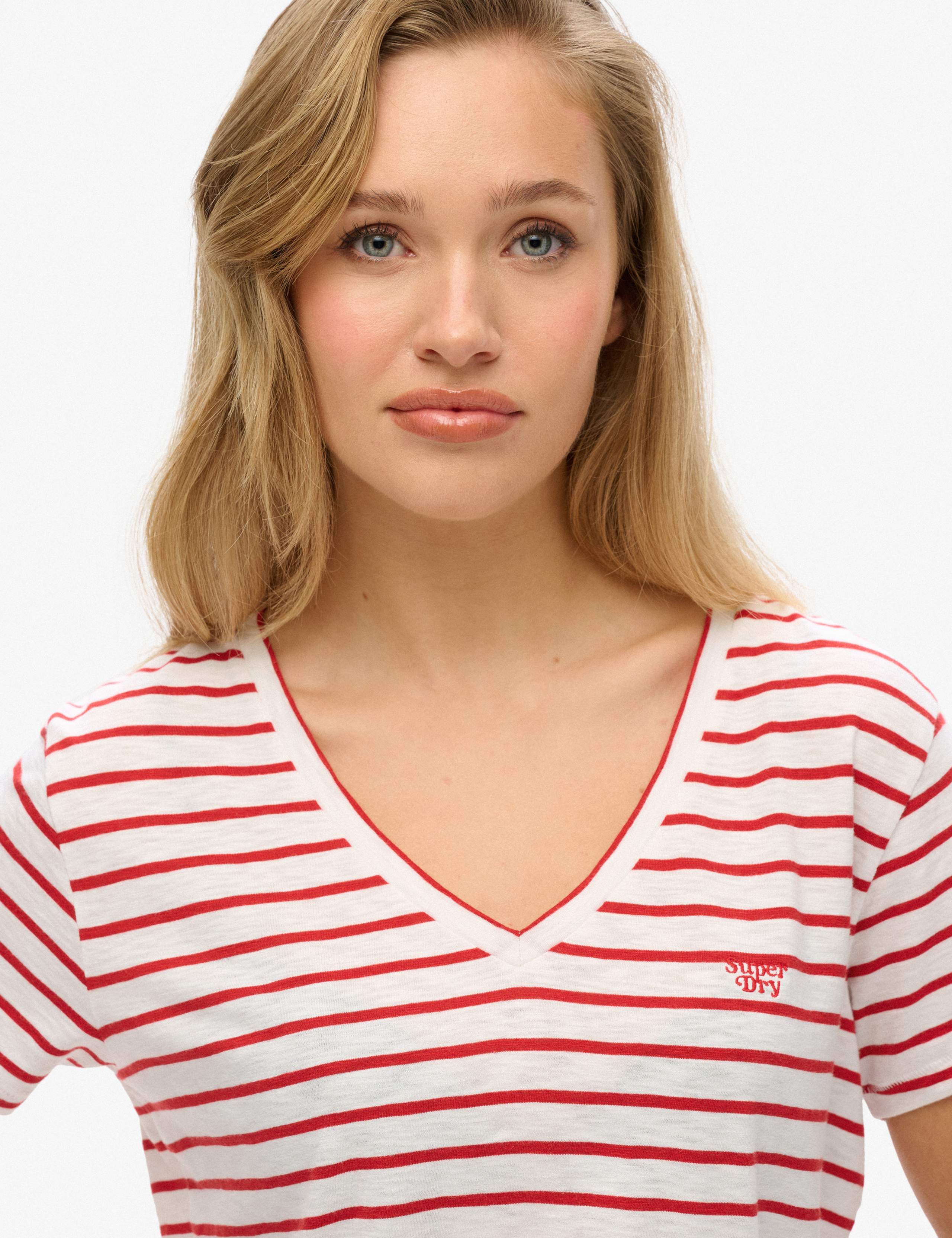 Cotton Rich Striped V-Neck T-Shirt 5 of 6