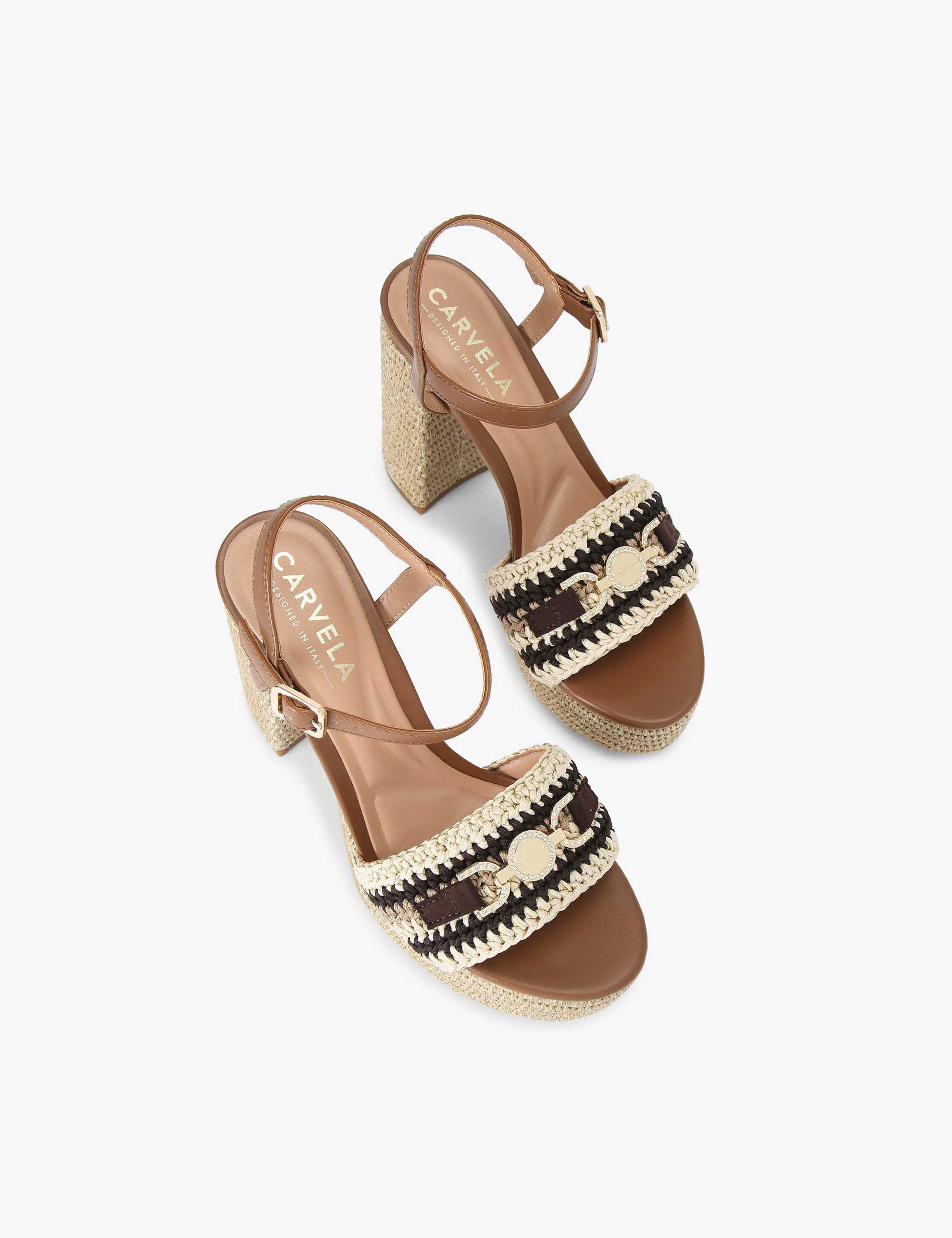 Ankle Strap Braided Raffia Platform Heels 2 of 4