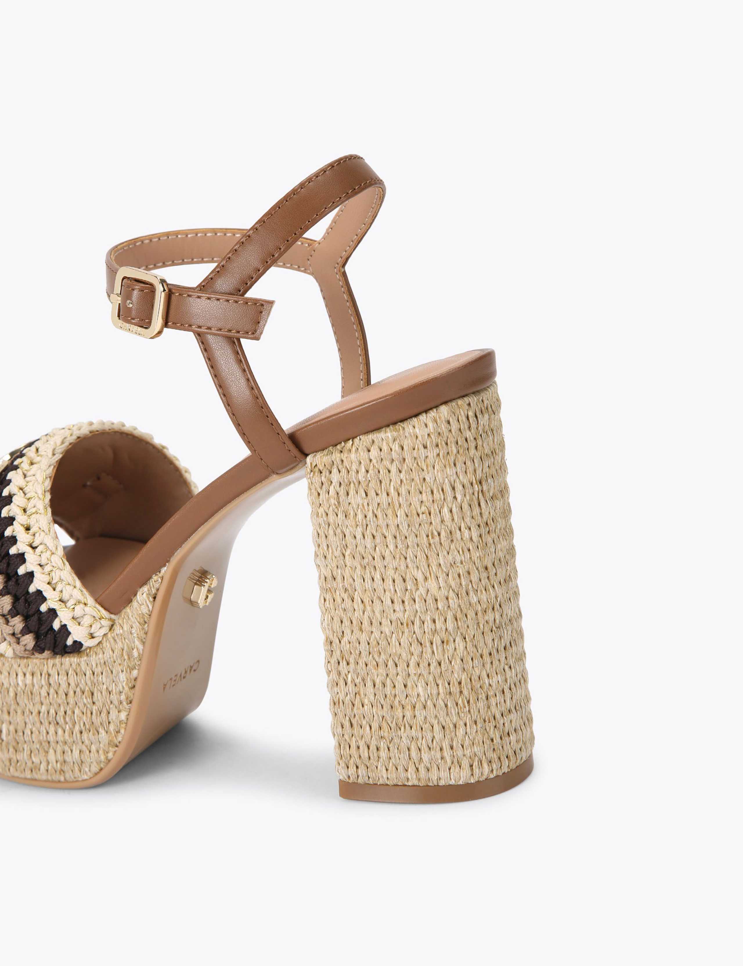 Ankle Strap Braided Raffia Platform Heels 4 of 4