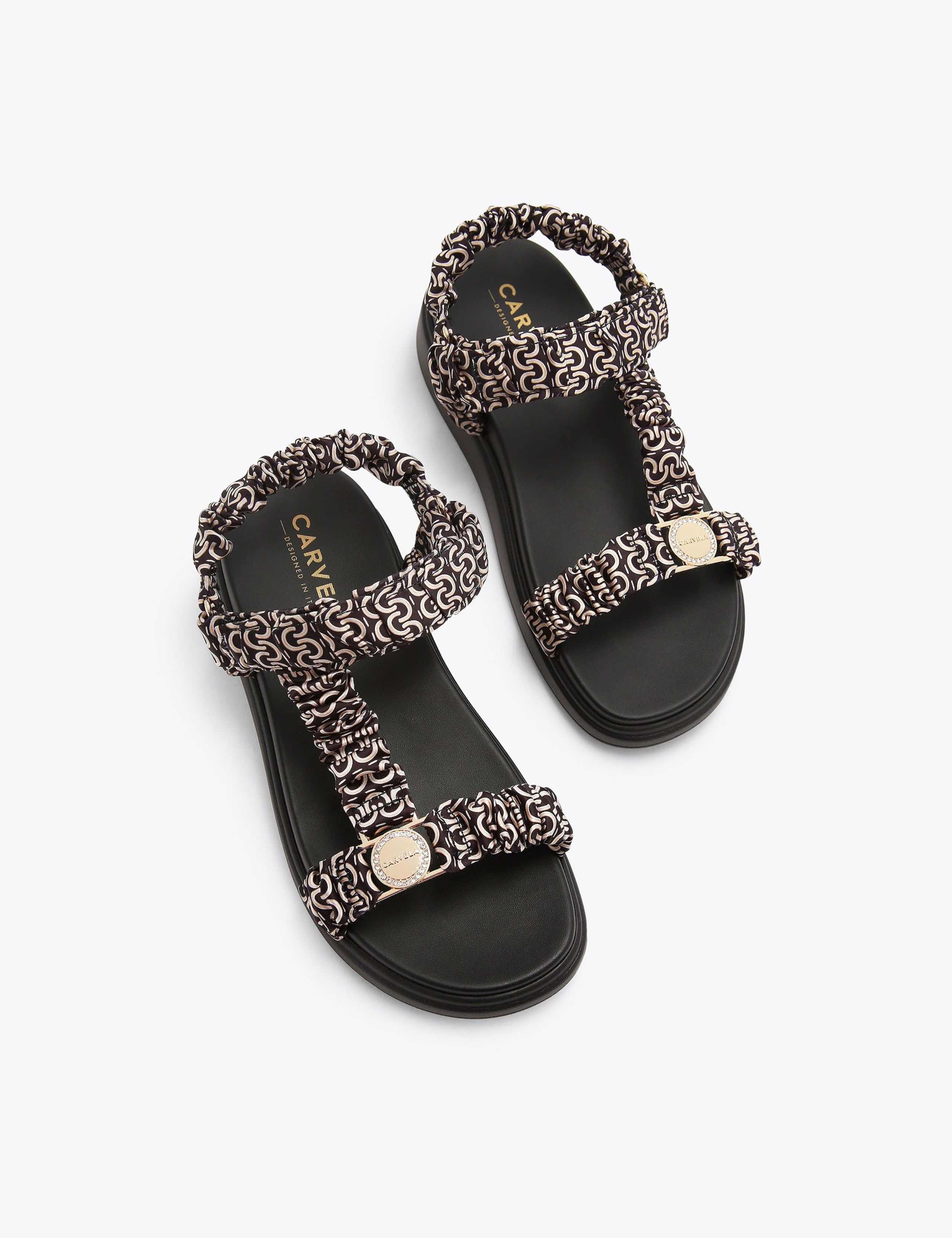 Satin Printed Flatform Sandals 2 of 4