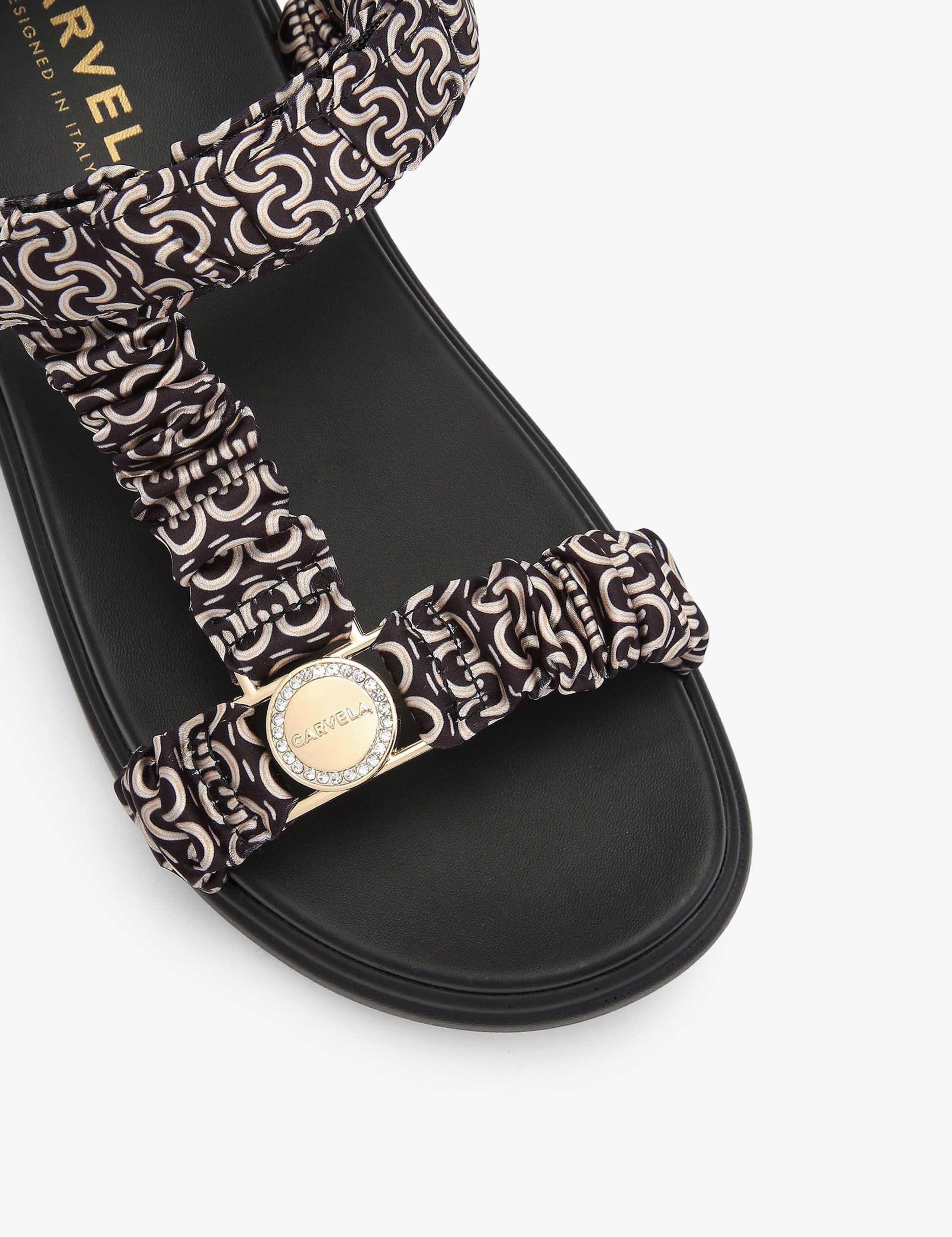 Satin Printed Flatform Sandals 3 of 4