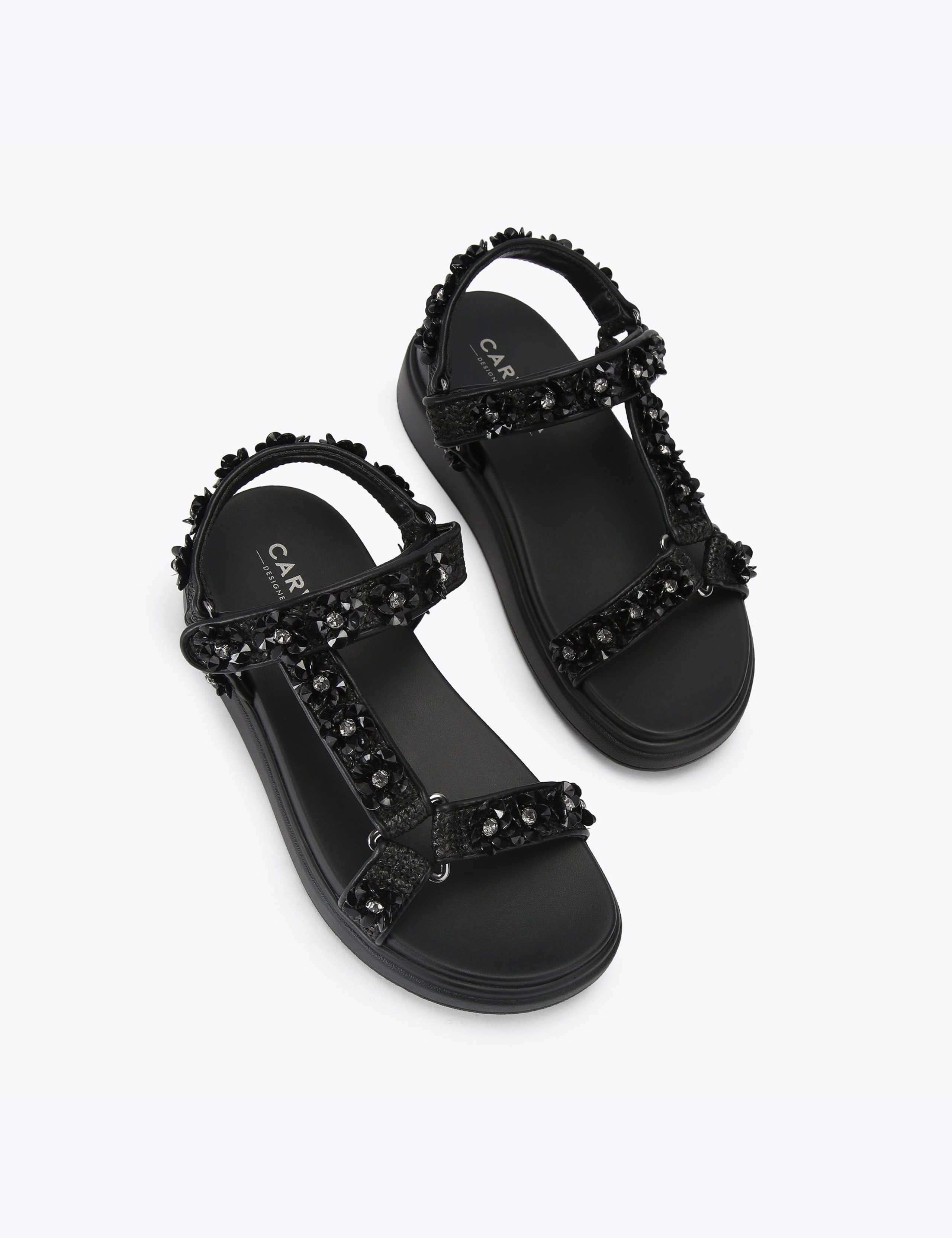 Embellished Ankle Strap Flatform Sandals 2 of 4