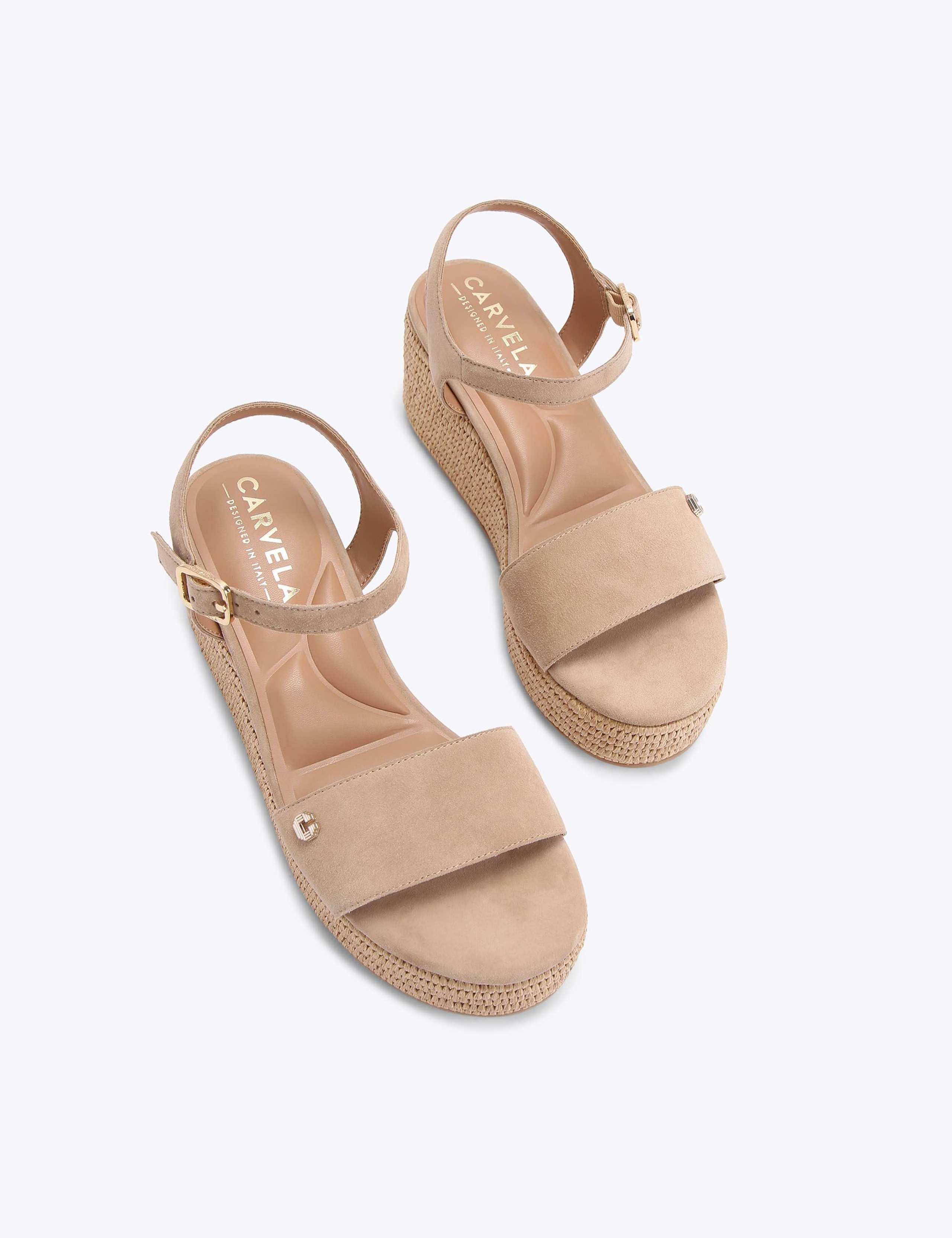 Suede Ankle Strap Wedge Flatform Sandals 2 of 4