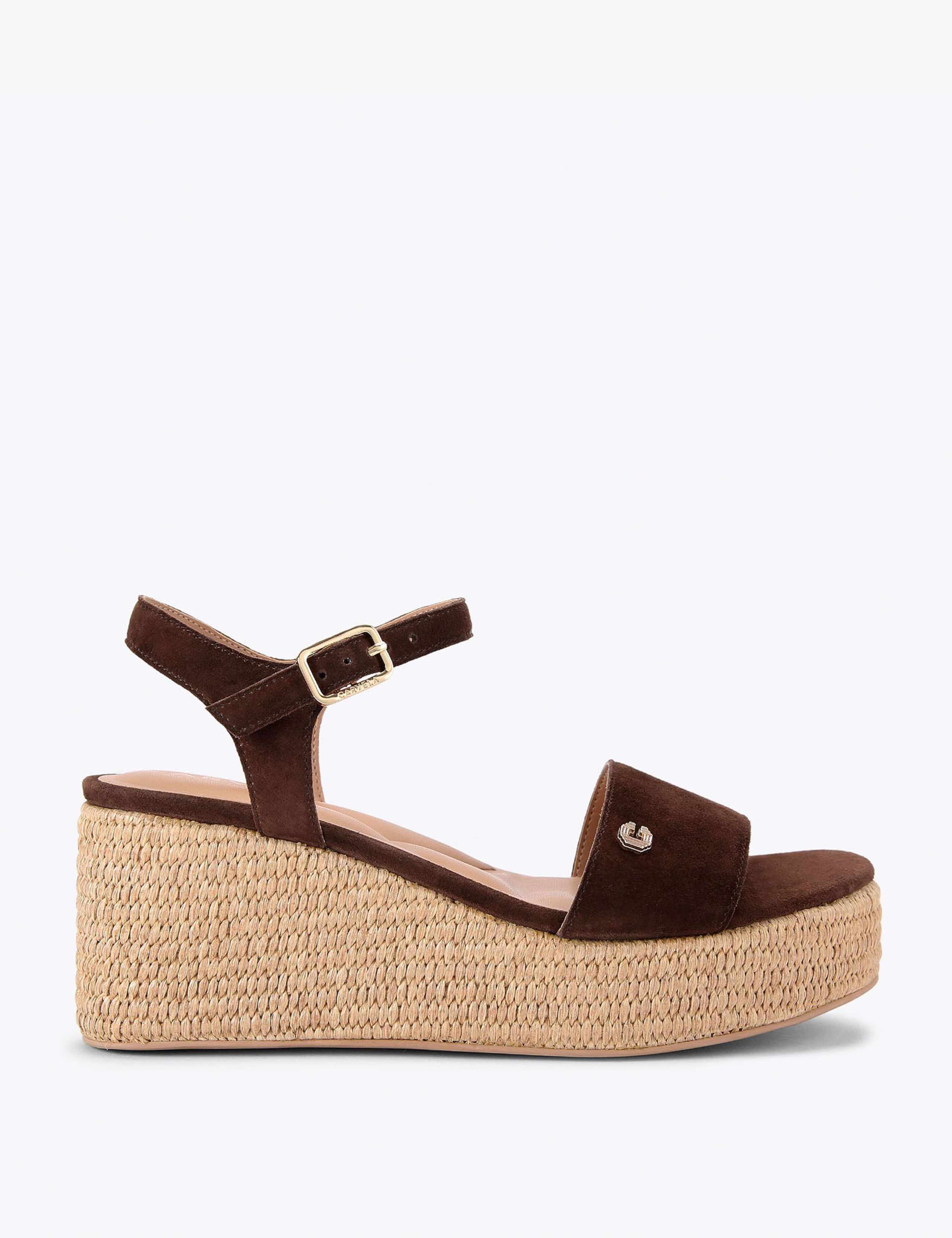 Suede Ankle Strap Wedge Flatform Sandals 1 of 4