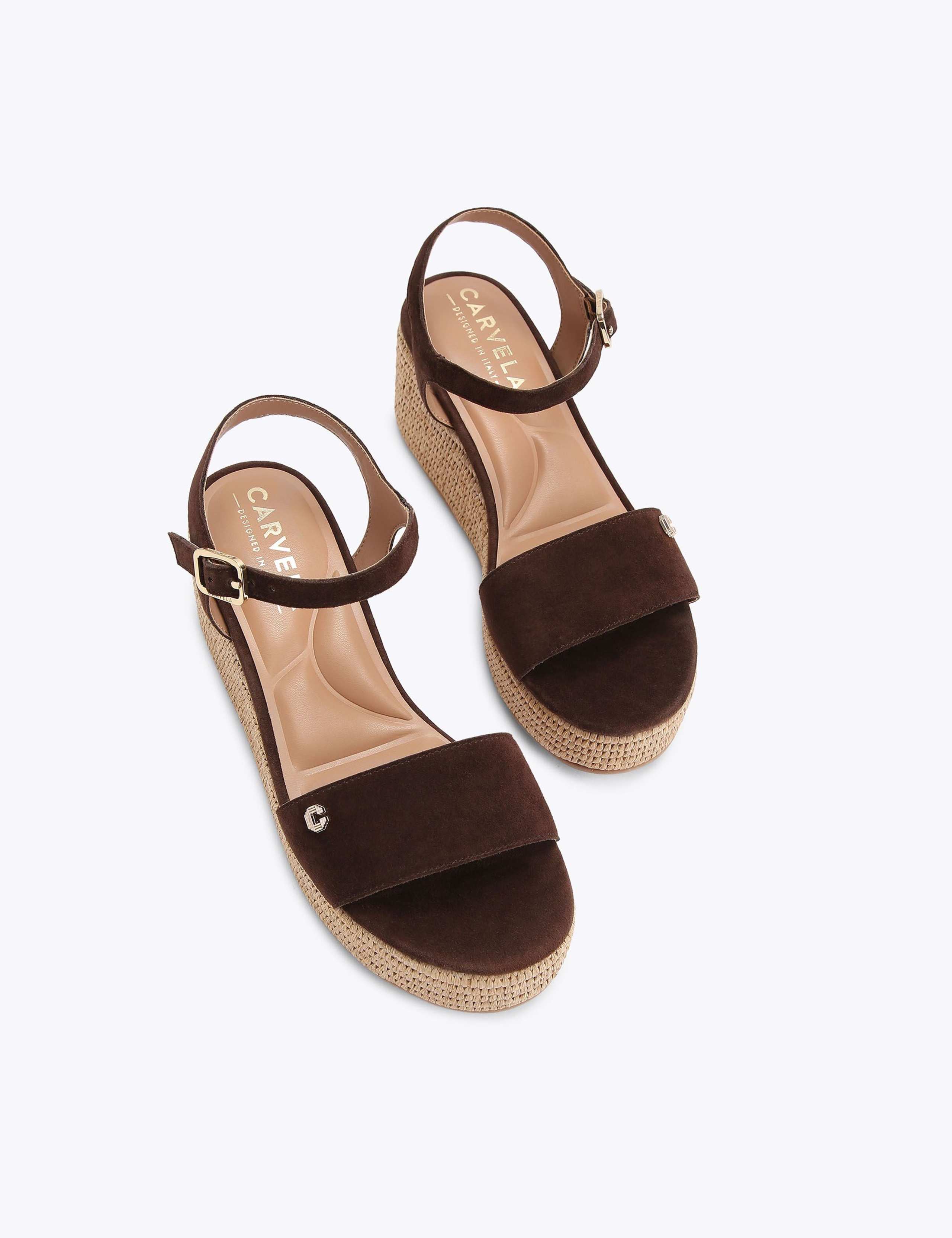 Suede Ankle Strap Wedge Flatform Sandals 2 of 4
