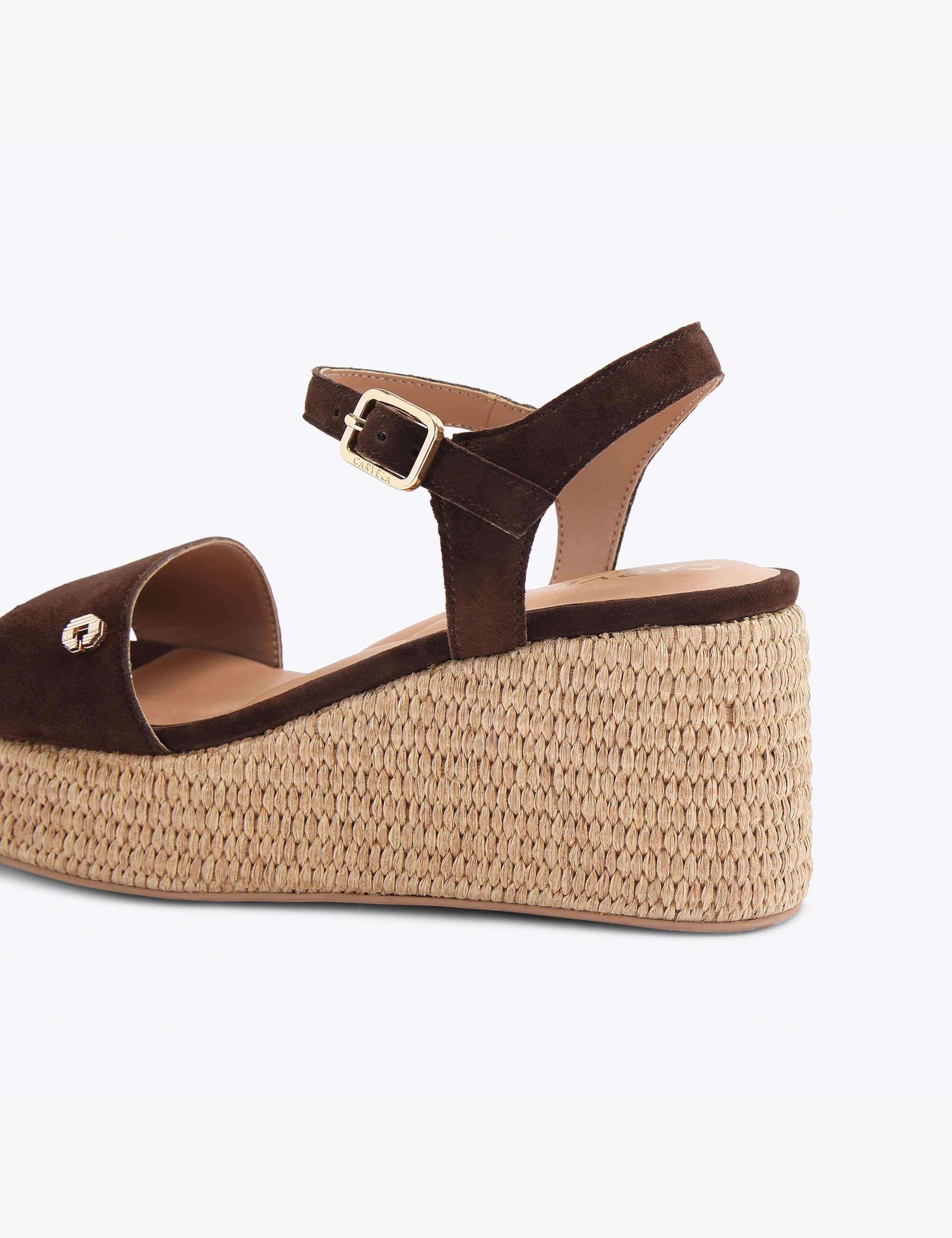 Suede Ankle Strap Wedge Flatform Sandals 4 of 4