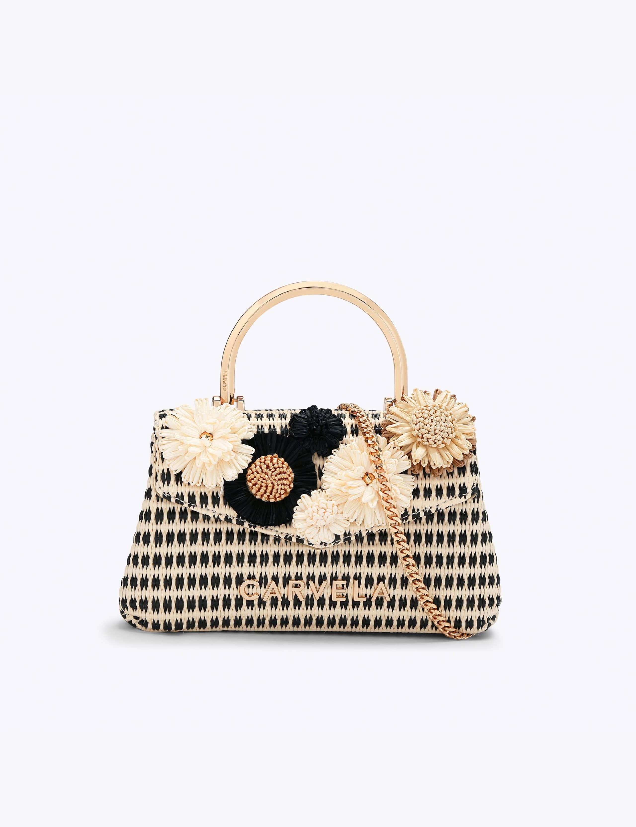 Raffia Embellished Top Handle Grab Bag 1 of 5