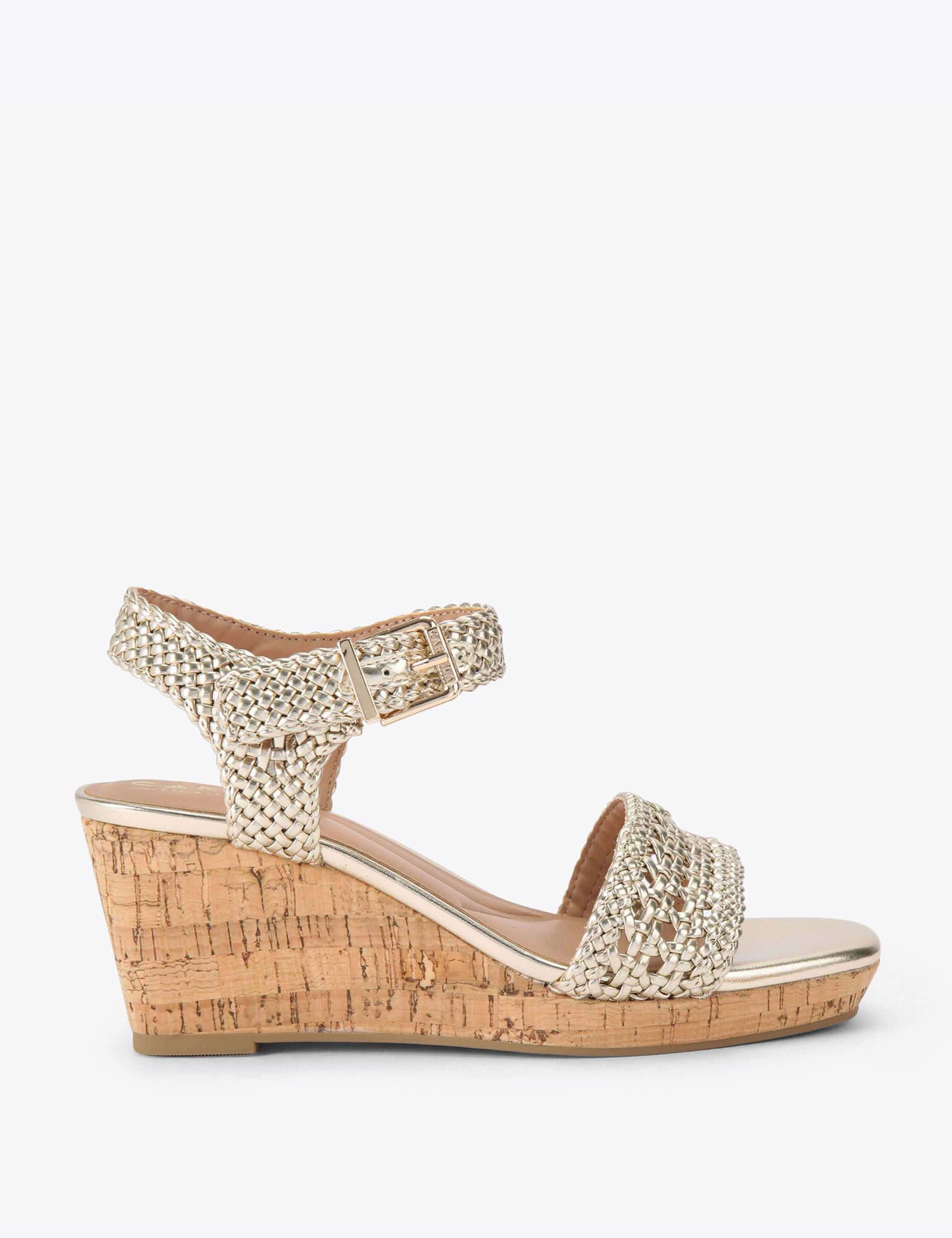 Metallic Braided Ankle Strap Wedge Sandals 1 of 4