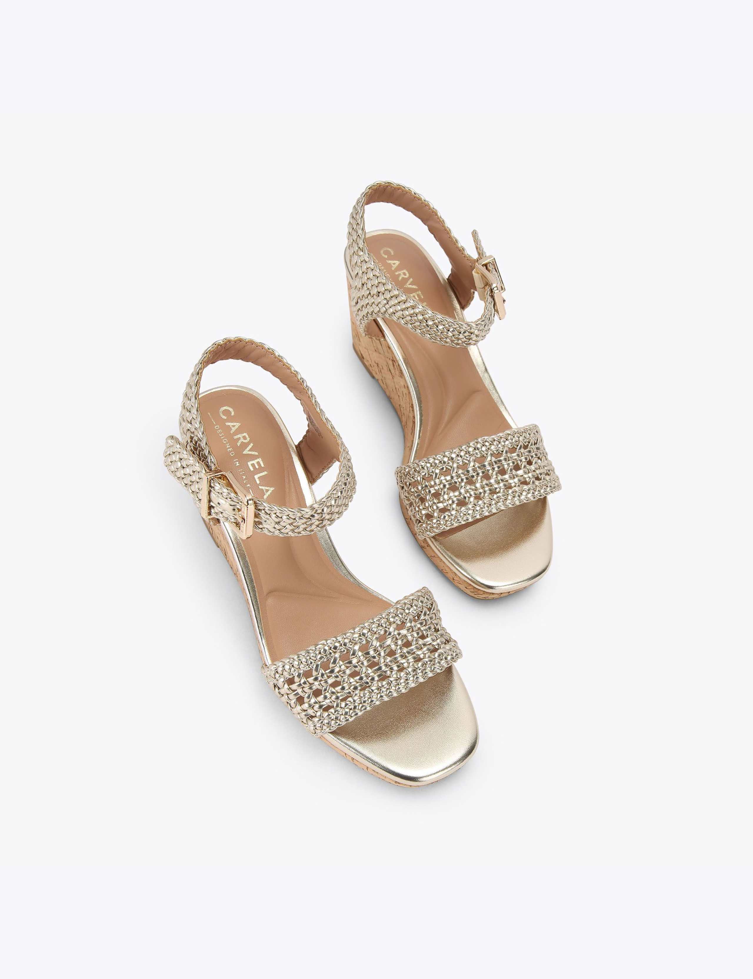 Metallic Braided Ankle Strap Wedge Sandals 2 of 4