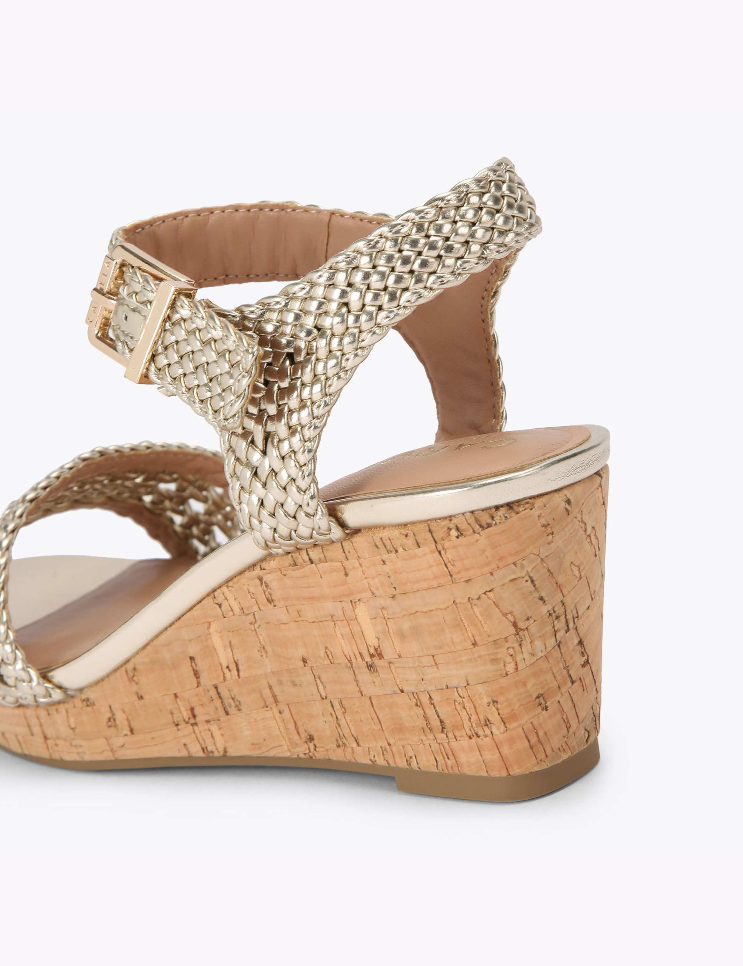 Metallic Braided Ankle Strap Wedge Sandals 3 of 4