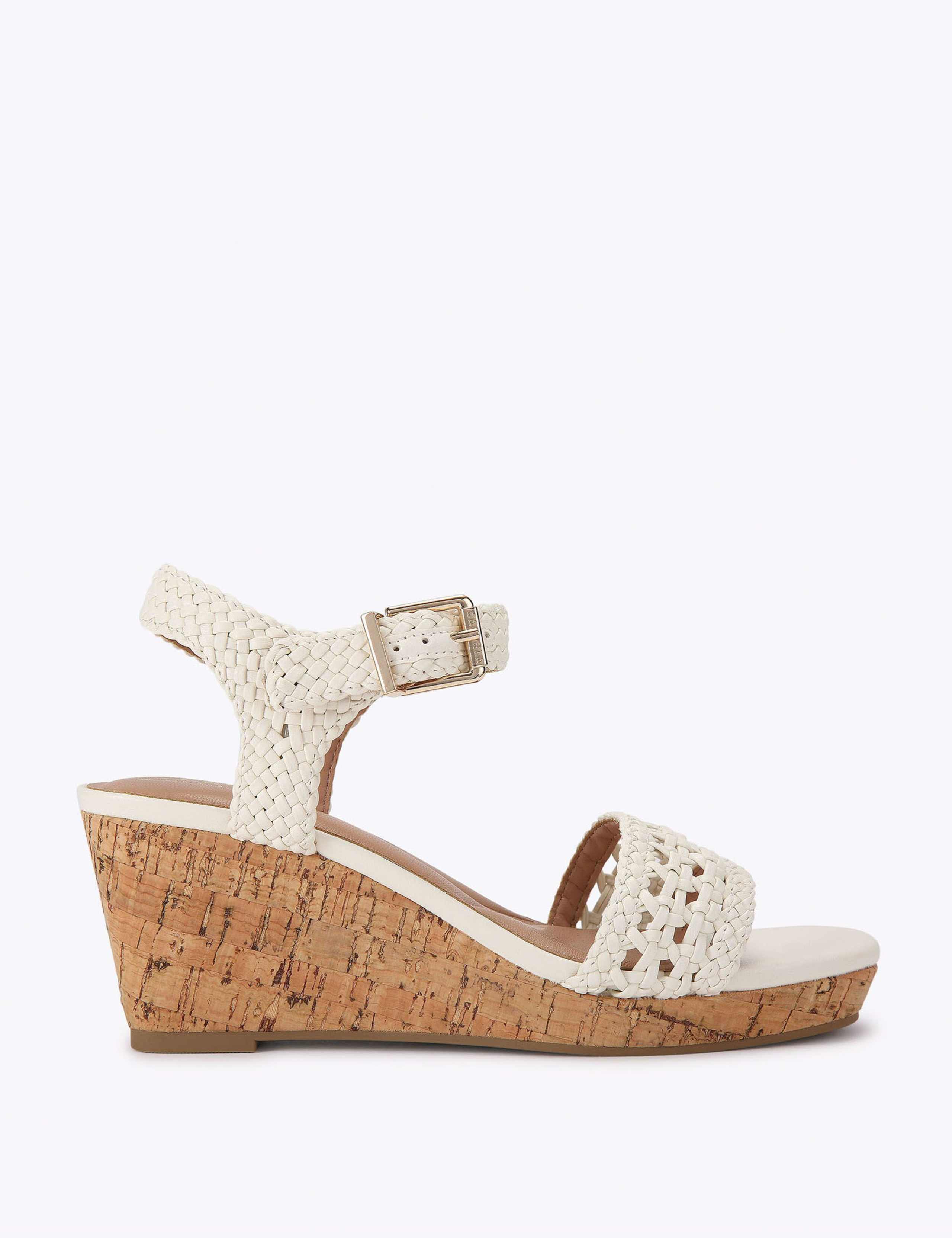 Metallic Braided Ankle Strap Wedge Sandals 1 of 4