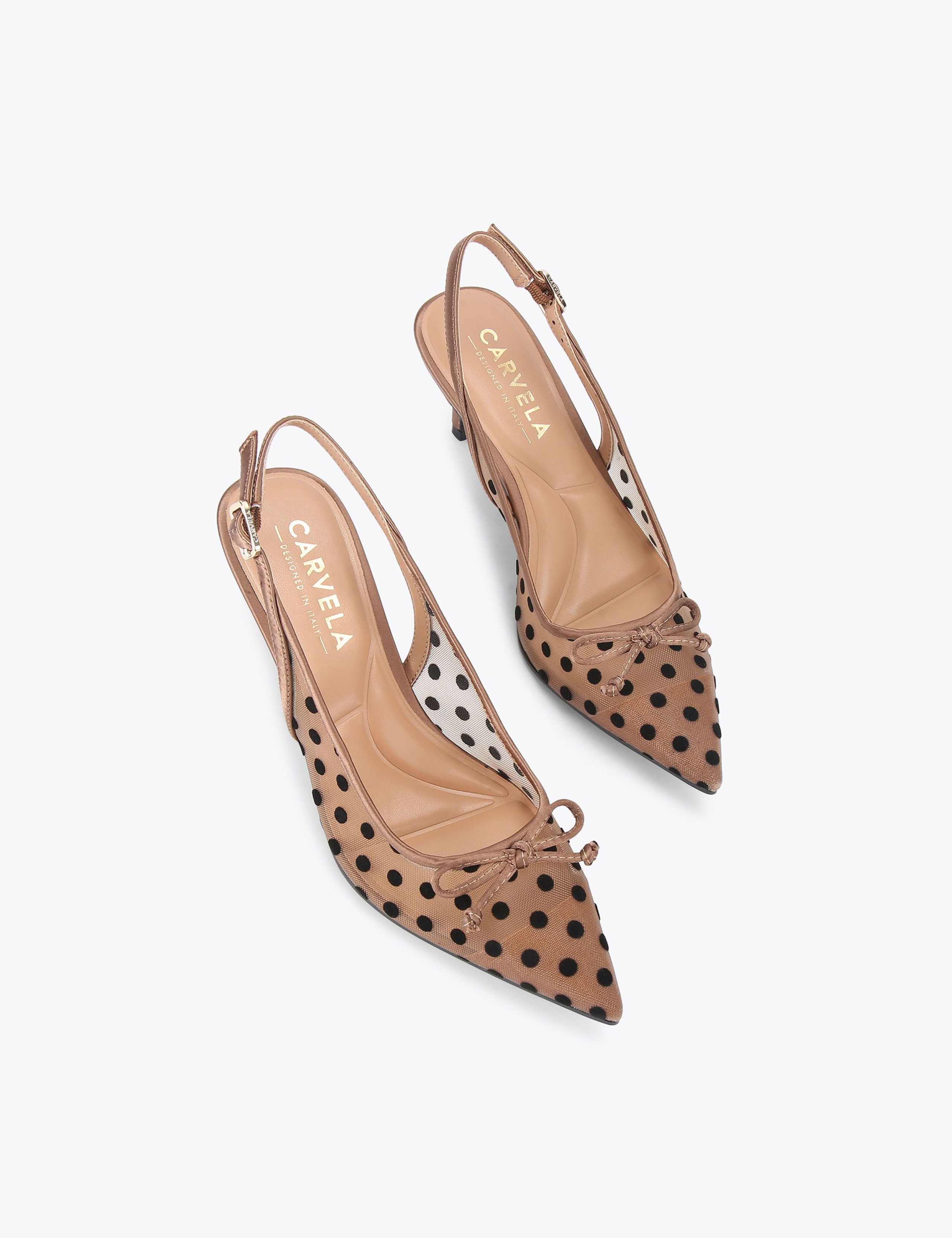 Polka Dot Mesh Stiletto Heel Slingback Shoes 2 of 5