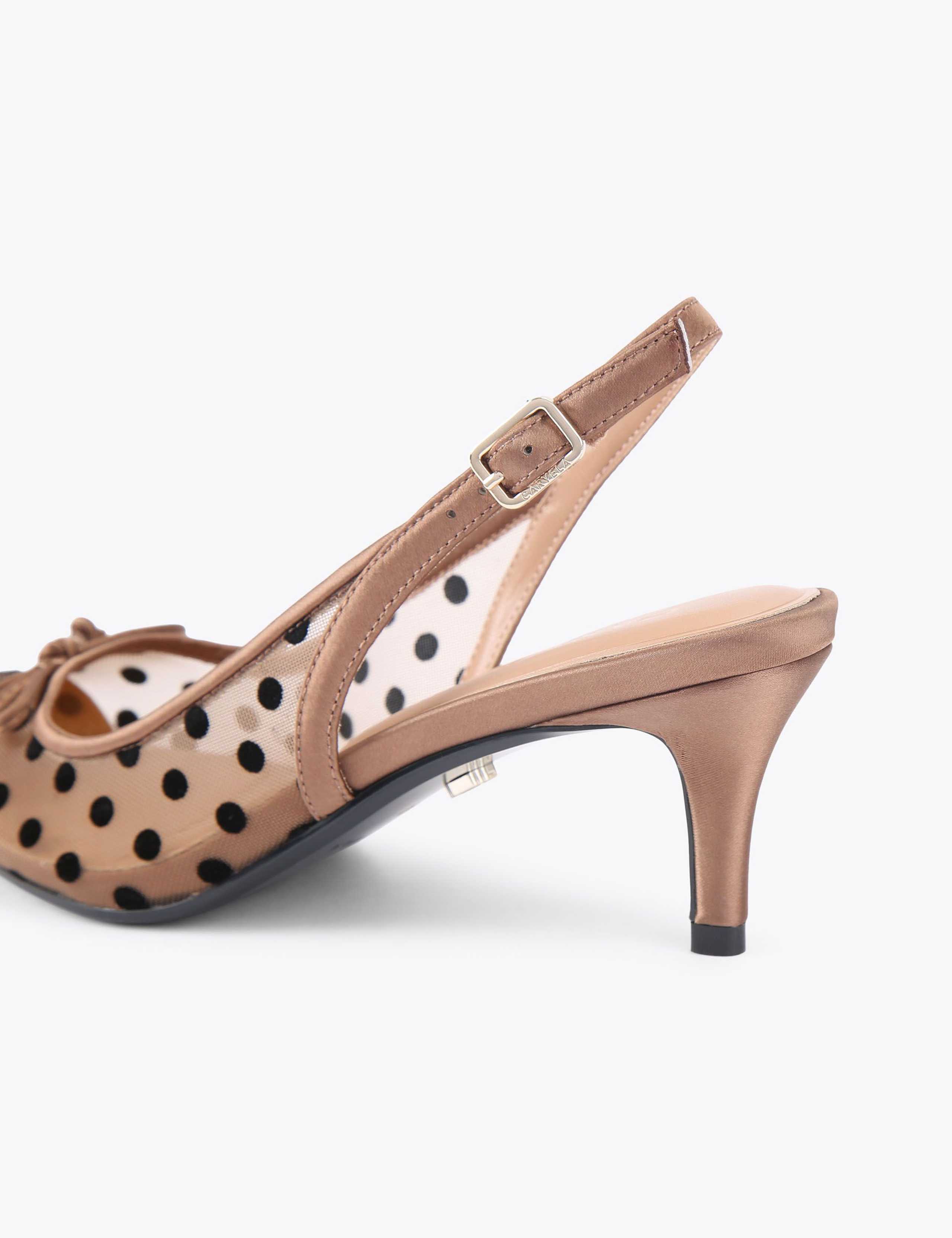 Polka Dot Mesh Stiletto Heel Slingback Shoes 5 of 5