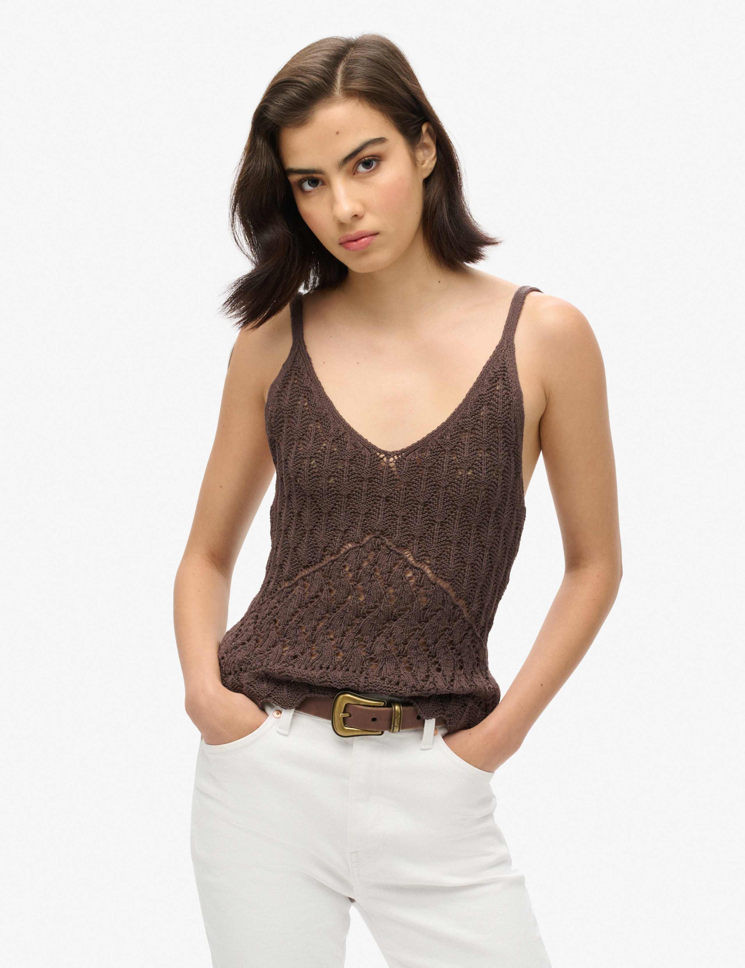 Cotton Rich V-Neck Knitted Cami 1 of 7