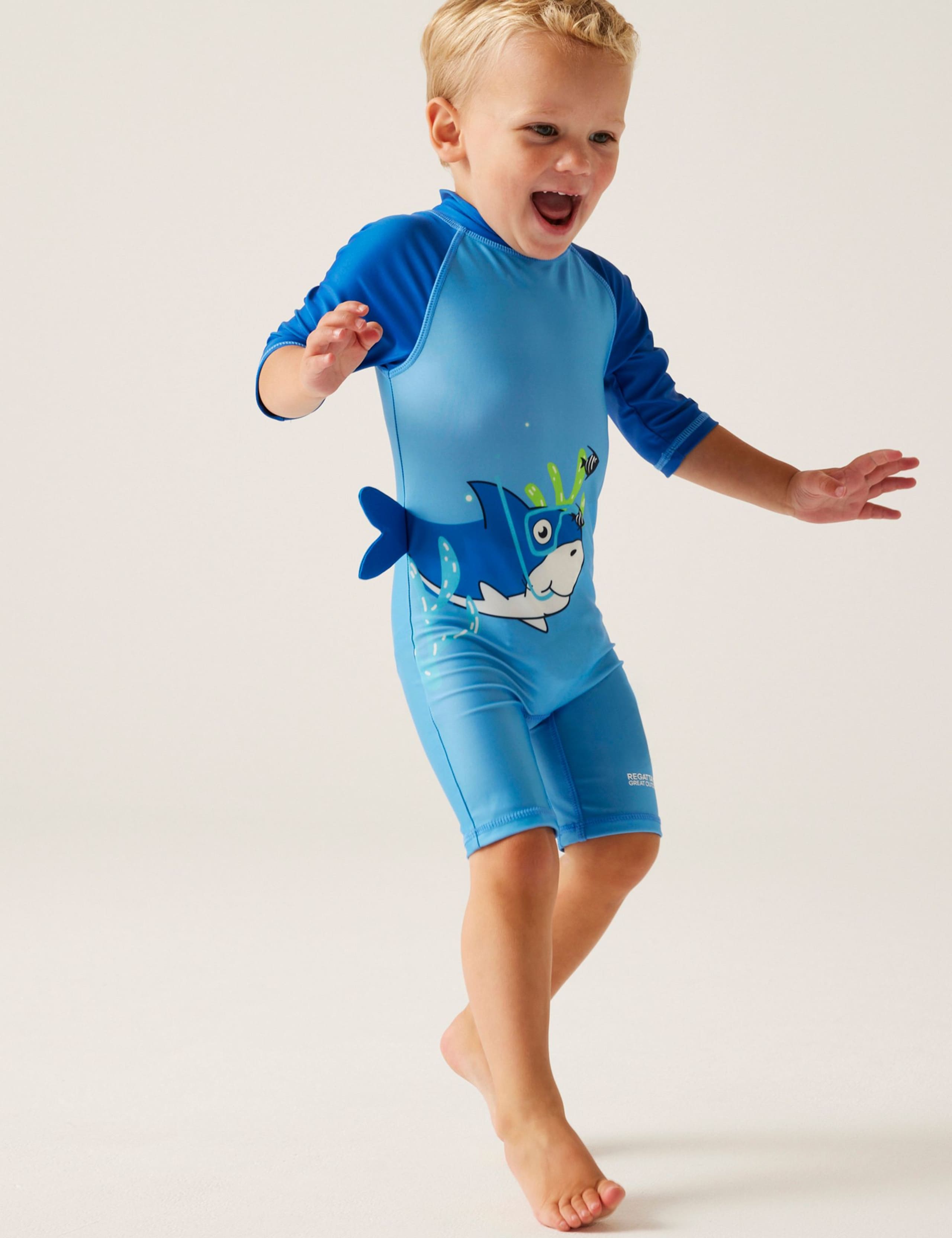 Shark 3/4 Sleeve All In One Swimsuit (6 Mths - 6 Yrs) 4 of 6