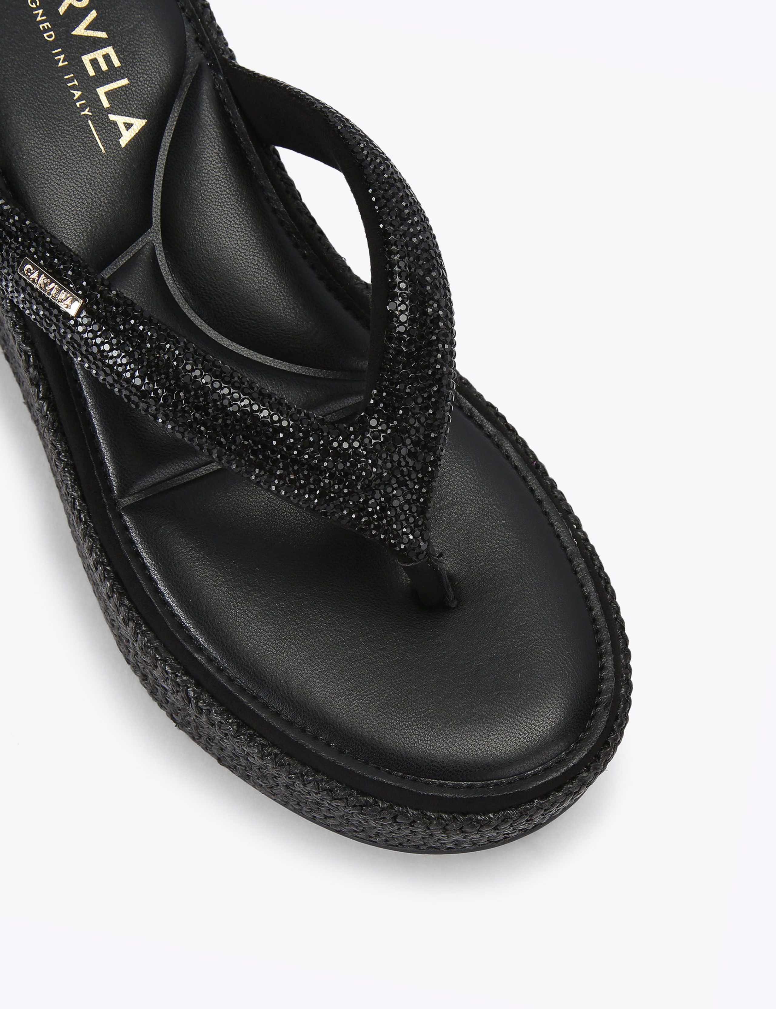 Sparkle Embellished Wedge Flip Flops 3 of 4