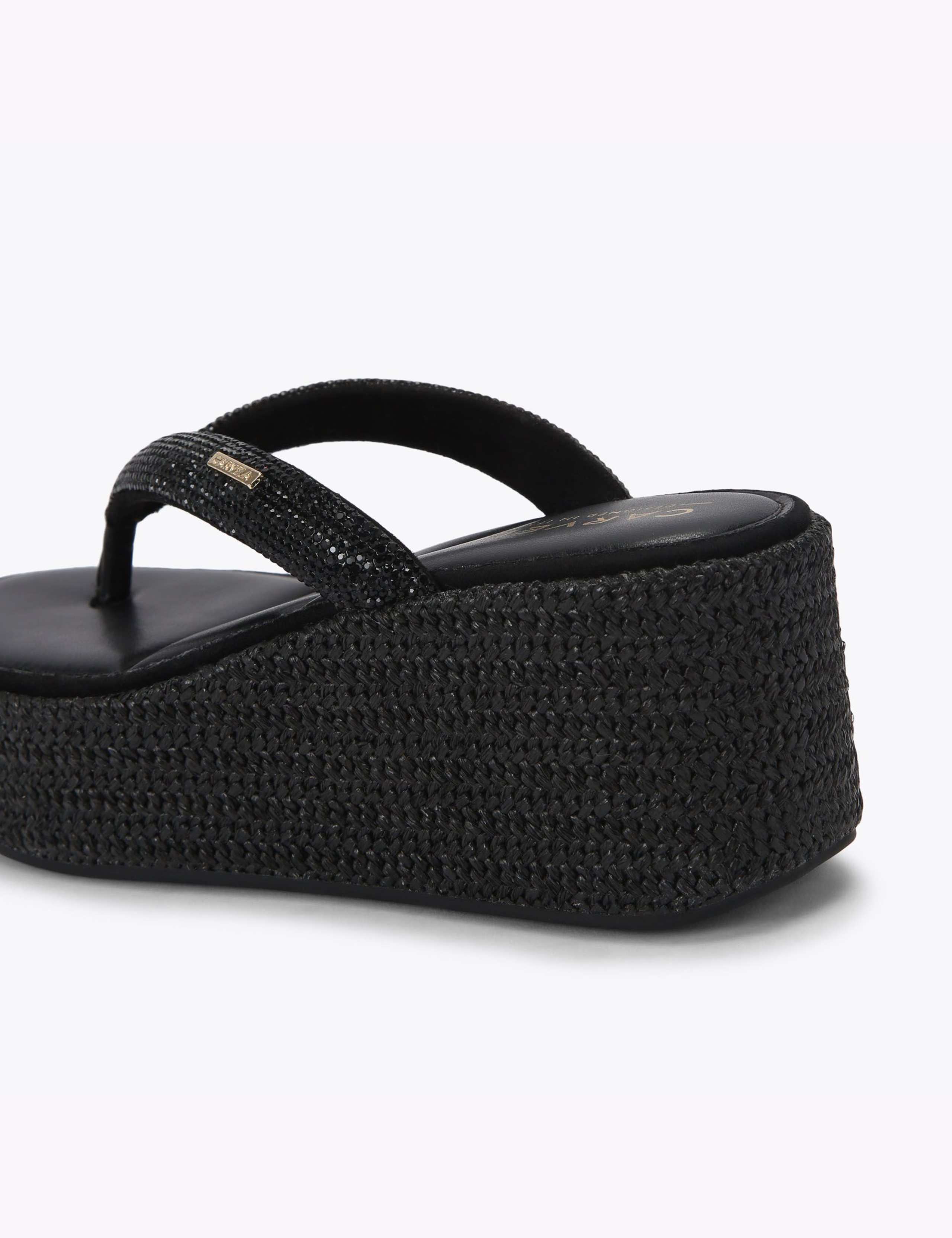 Sparkle Embellished Wedge Flip Flops 4 of 4