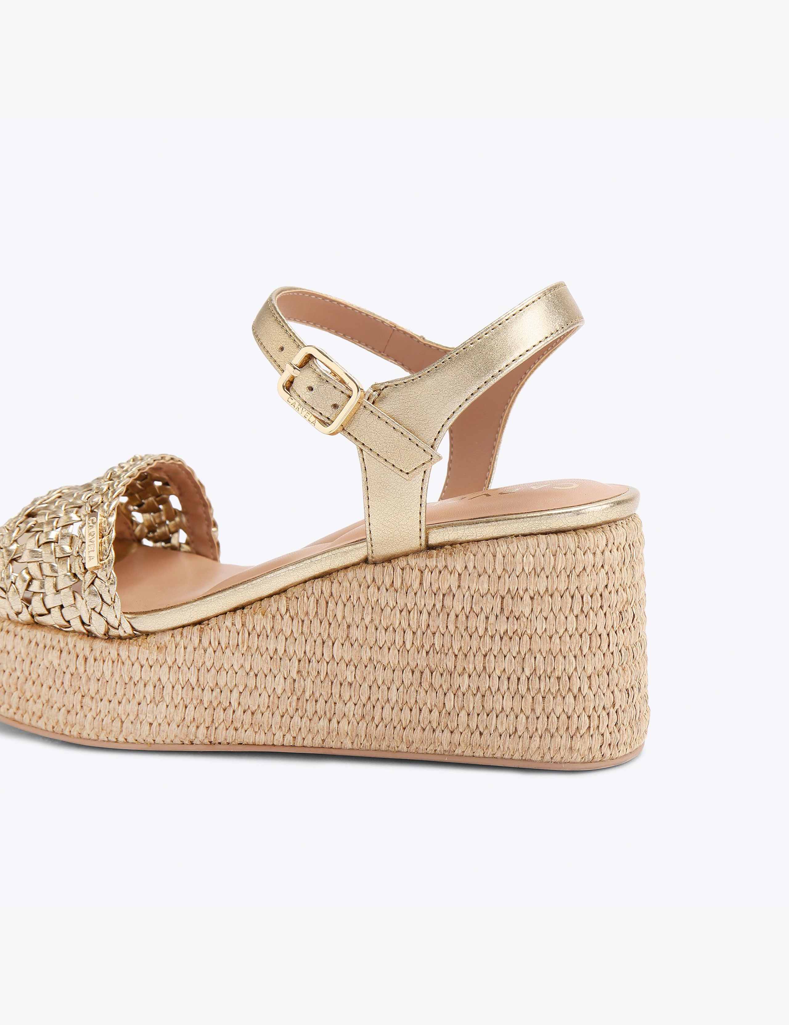 Metallic Ankle Strap Wedge Flatform Sandals 4 of 4