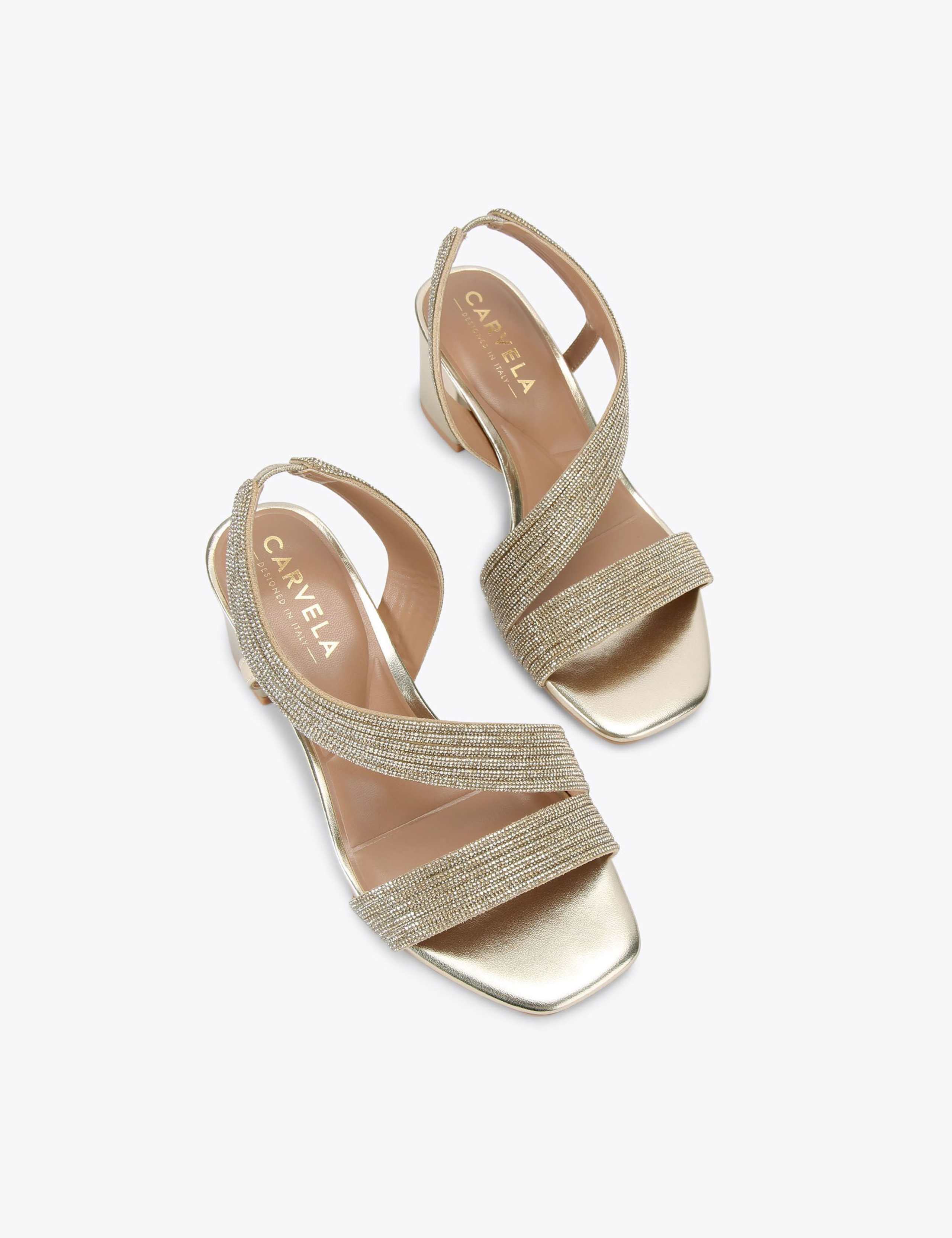 Wide Fit Metallic Block Heel Square Toe Heels 2 of 4