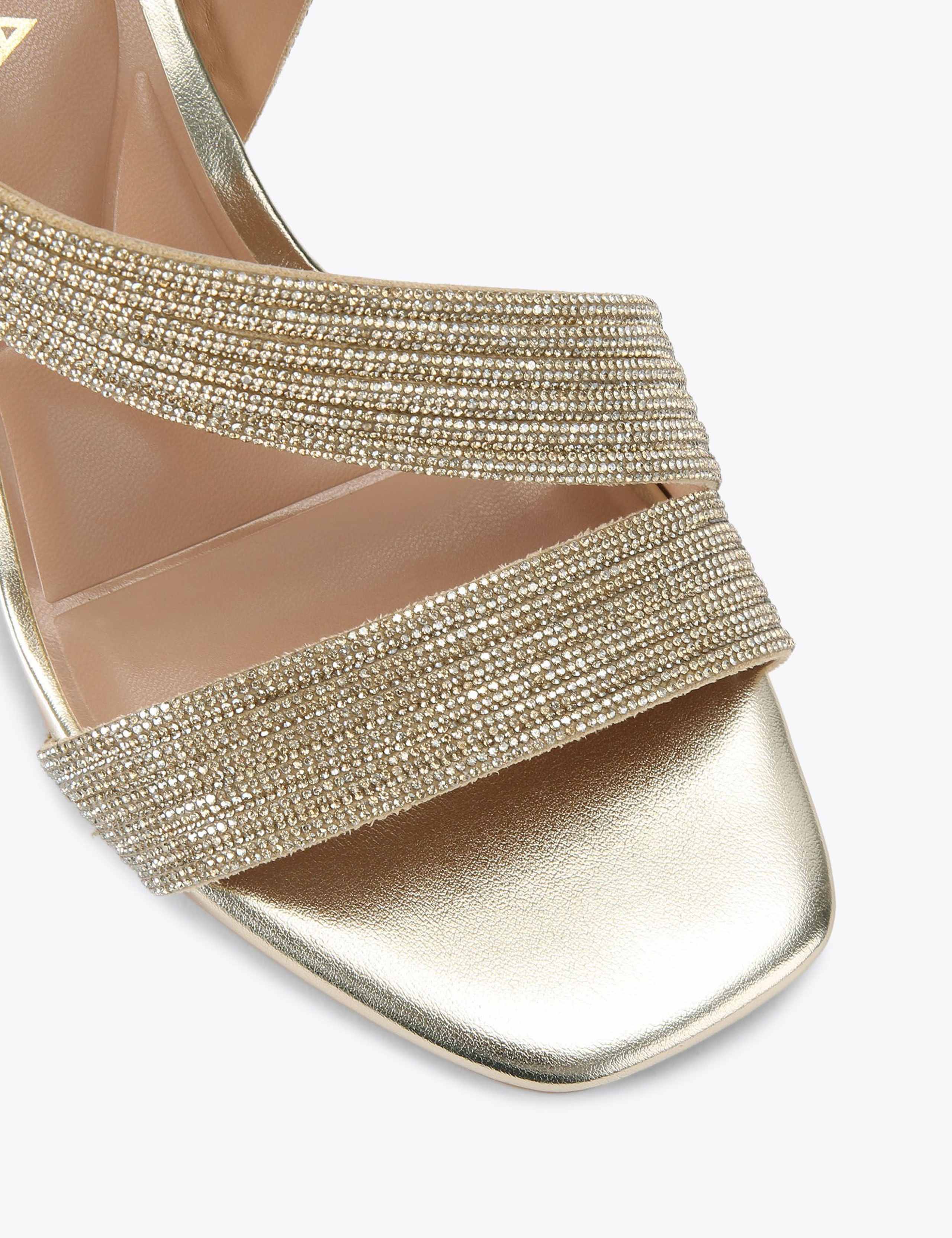 Wide Fit Metallic Block Heel Square Toe Heels 3 of 4