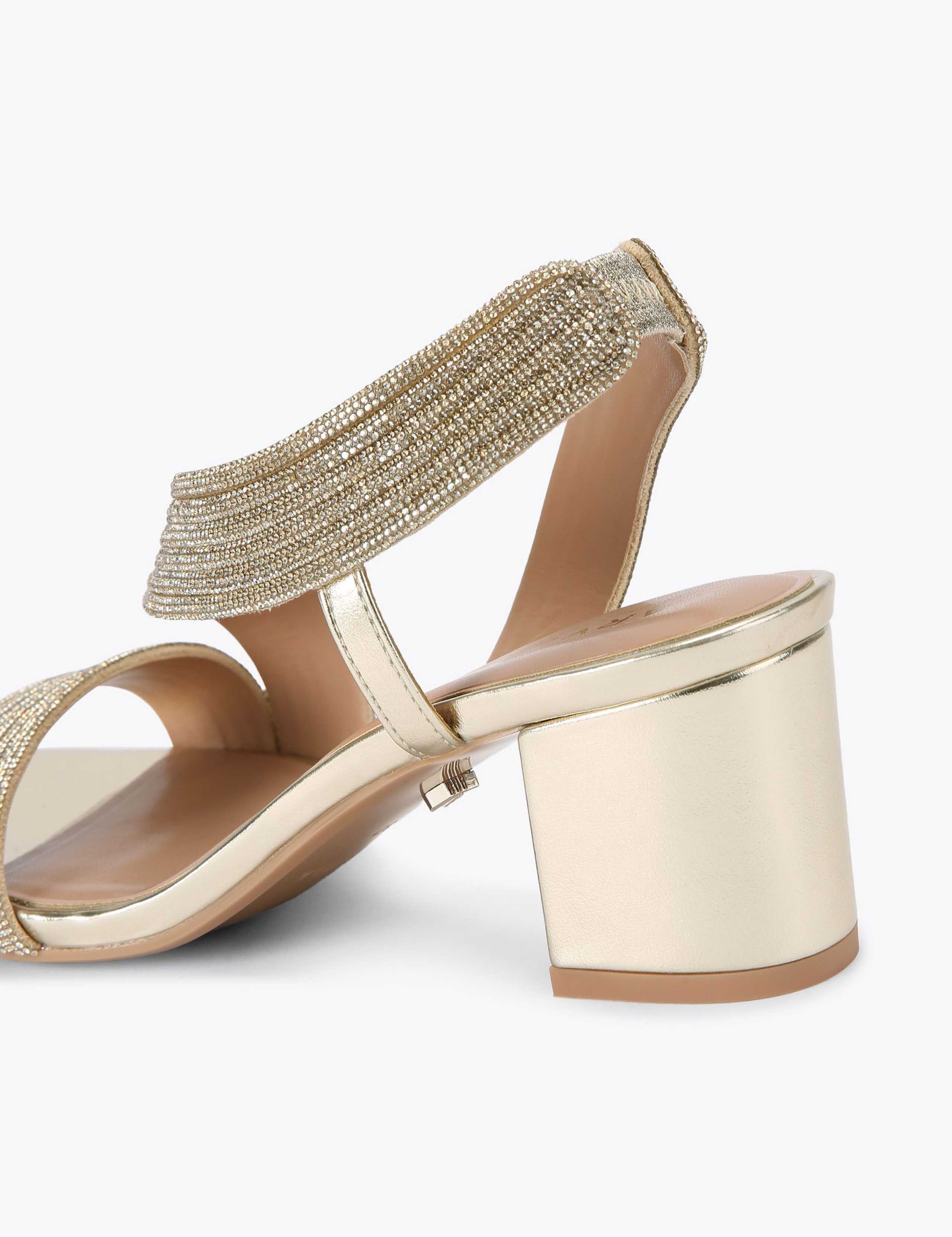 Wide Fit Metallic Block Heel Square Toe Heels 4 of 4