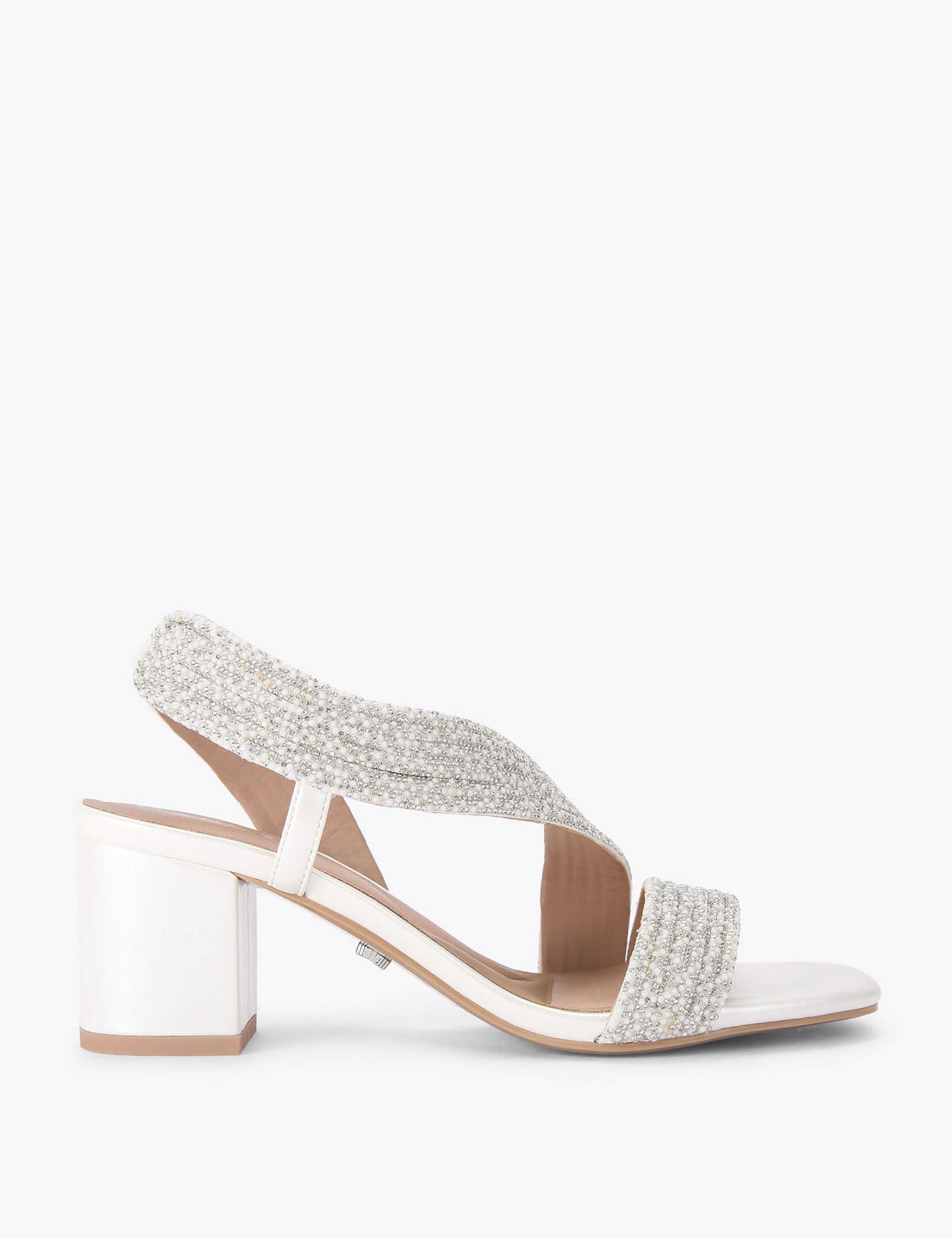 Wide Fit Metallic Block Heel Square Toe Sandals 1 of 5