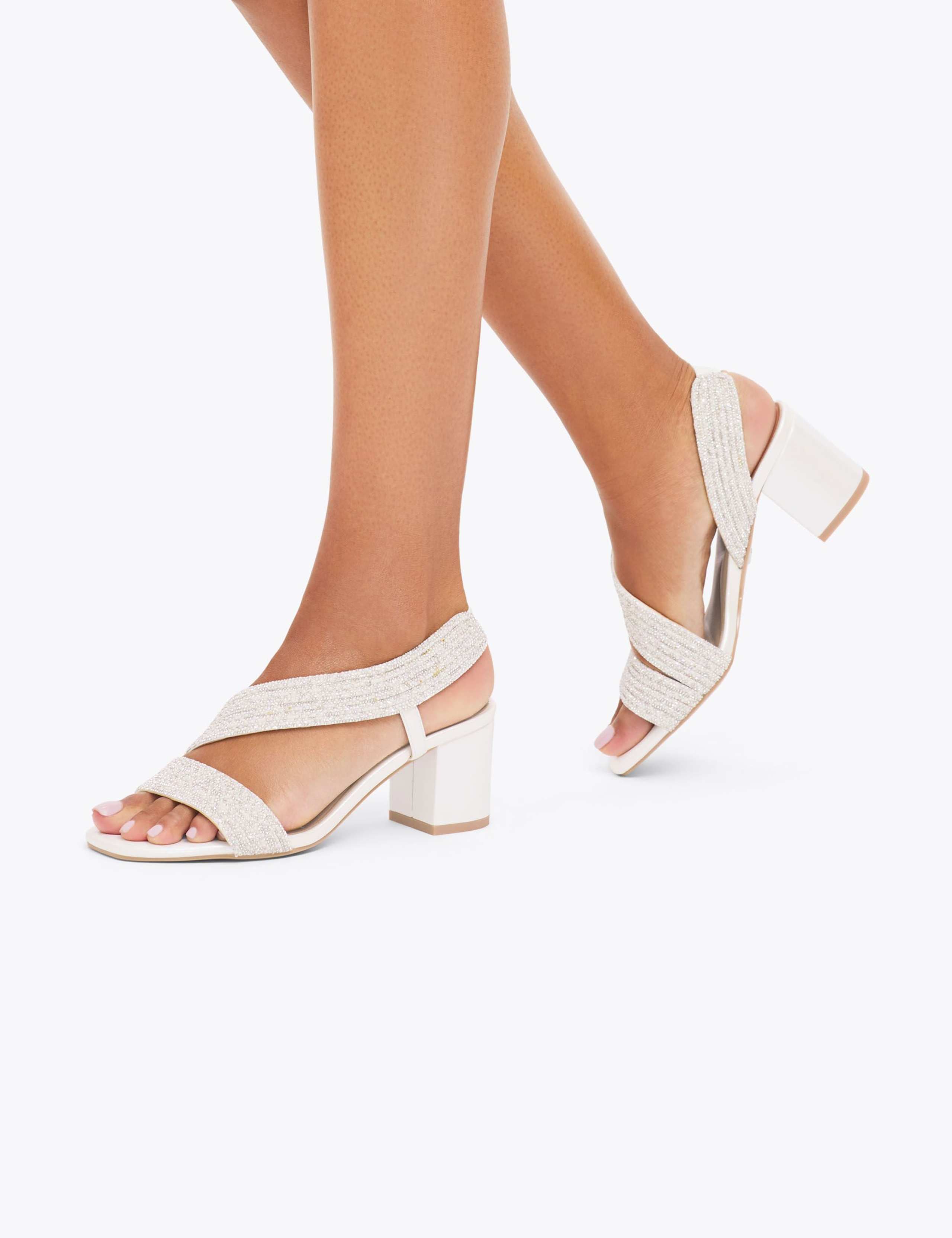 Wide Fit Metallic Block Heel Square Toe Sandals 4 of 5